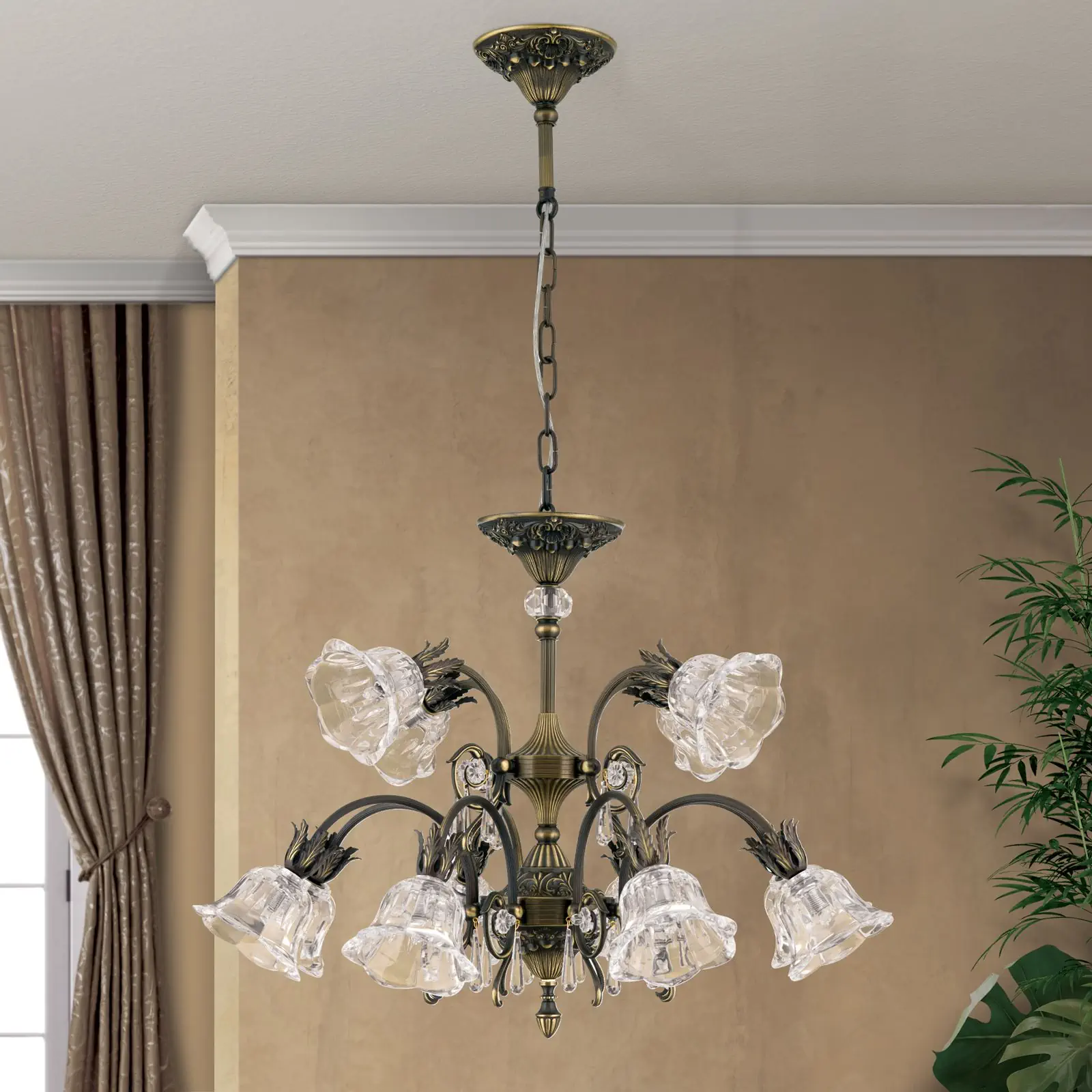 Luster LA BOHEME, 12 izvora svetla, stara patina - 3