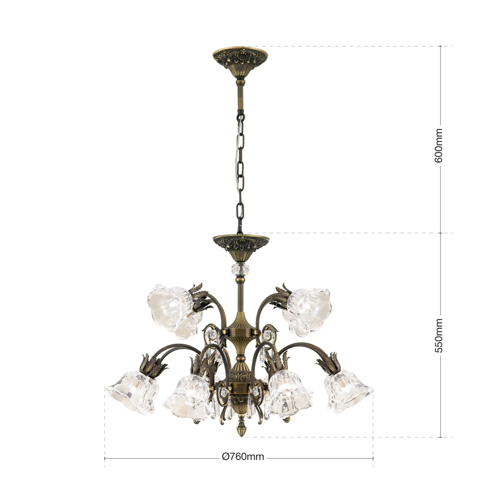 Luster LA BOHEME, 12 izvora svetla, stara patina - 7