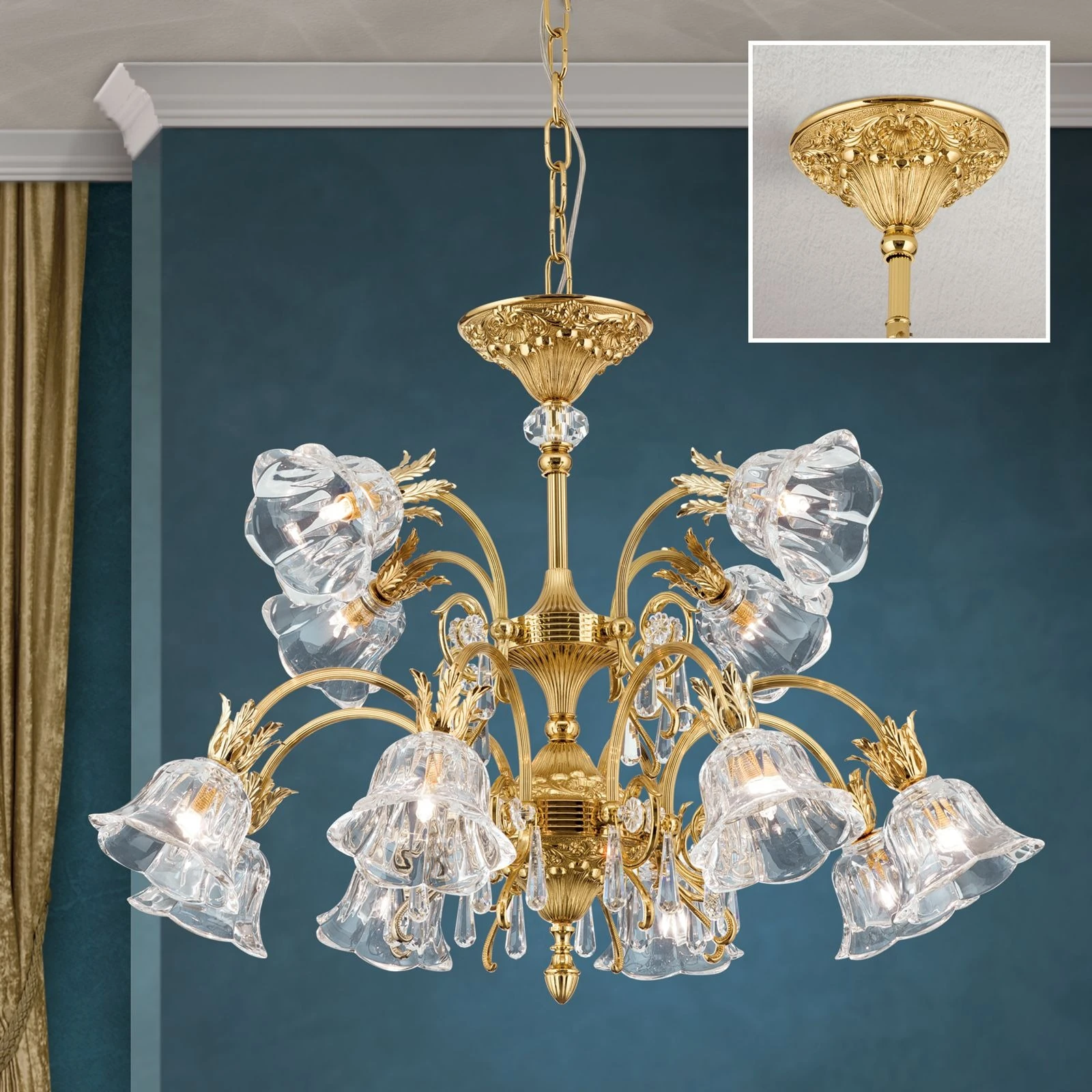 Luster LA BOHEME, 12 izvora svetla, 24-karatno pozlaćeno - 2