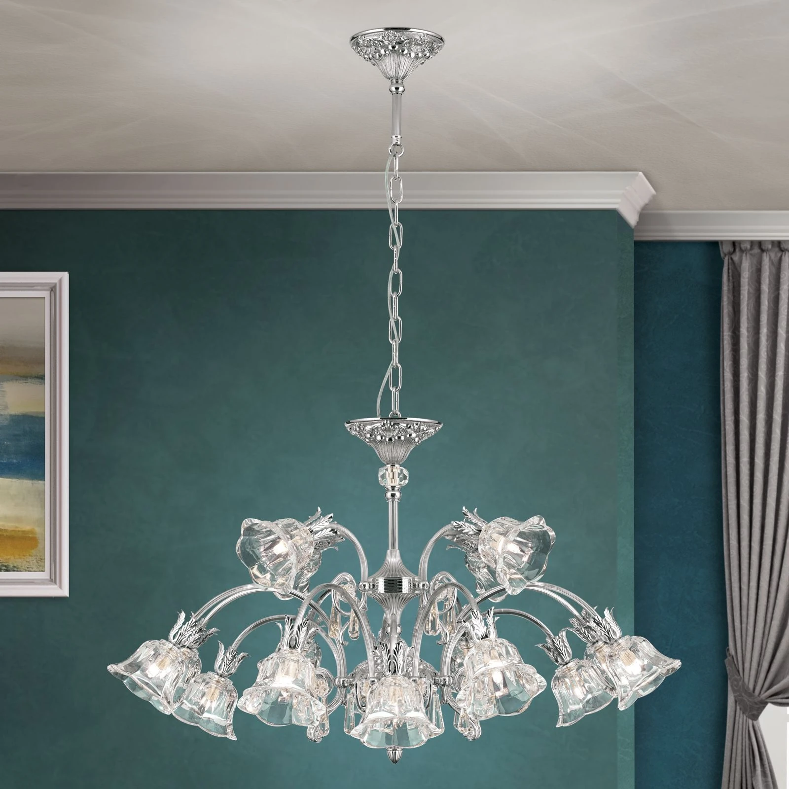 Luster LA BOHEME, 16 izvora svetla, antik srebro - 1