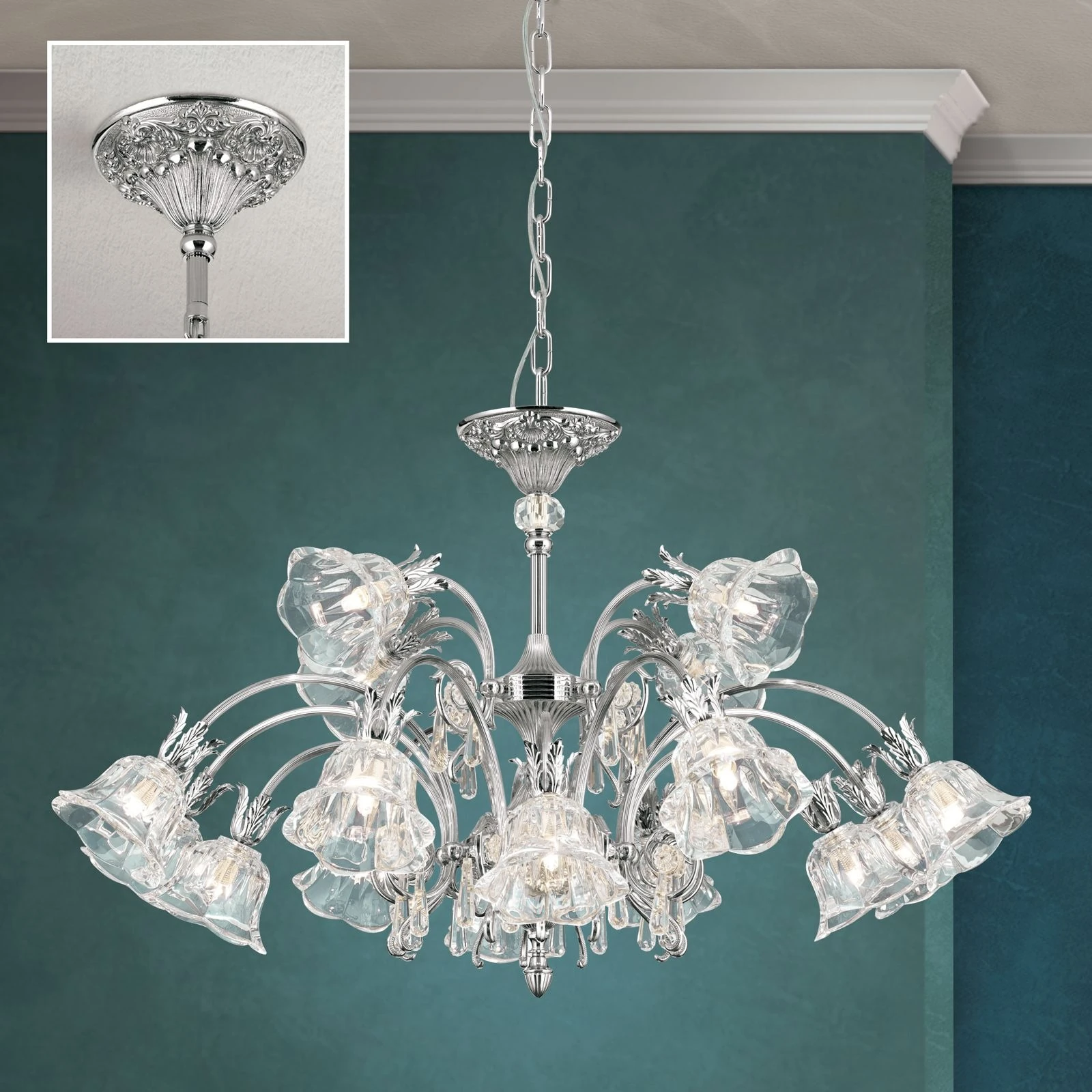 Luster LA BOHEME, 16 izvora svetla, antik srebro - 2