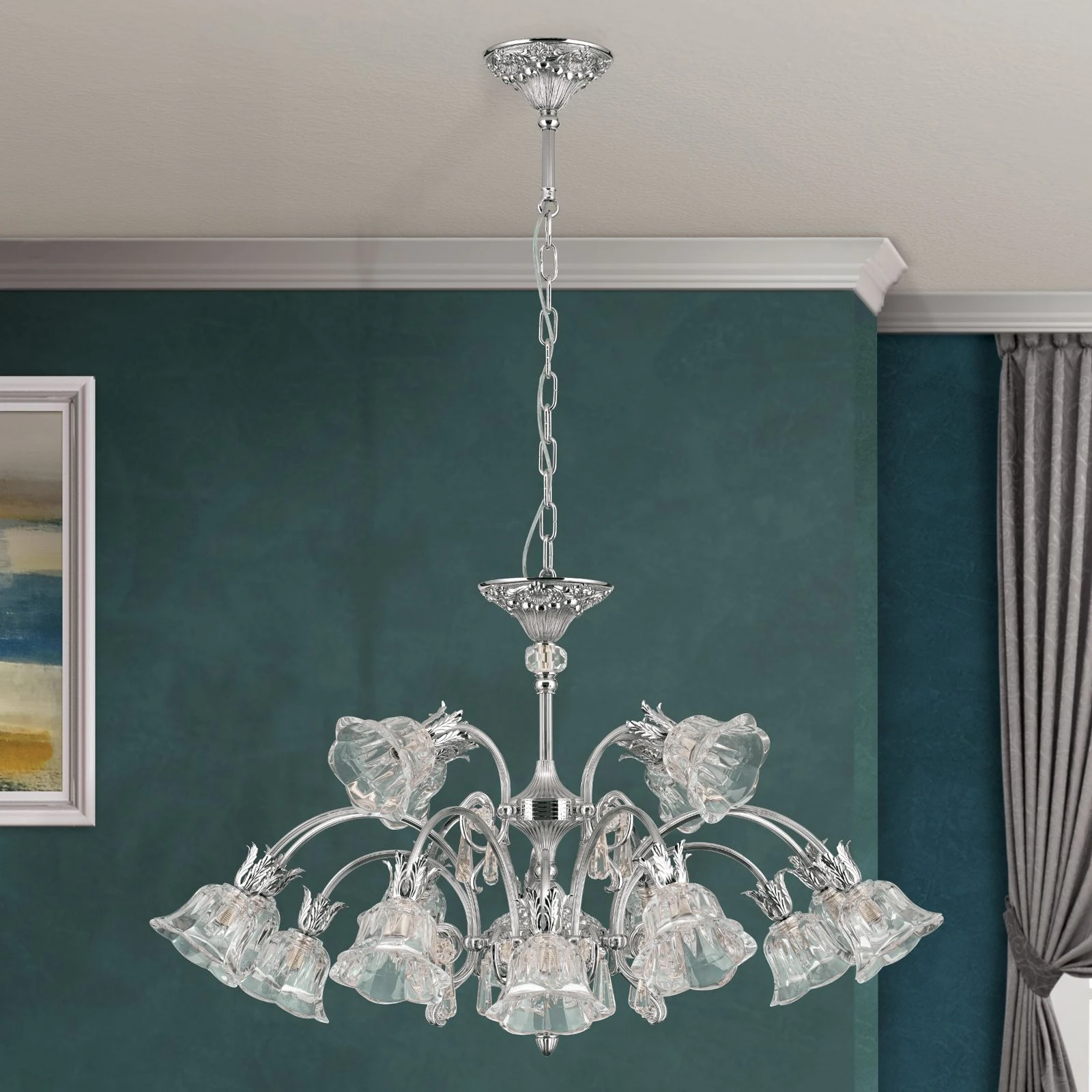 Luster LA BOHEME, 16 izvora svetla, antik srebro - 3