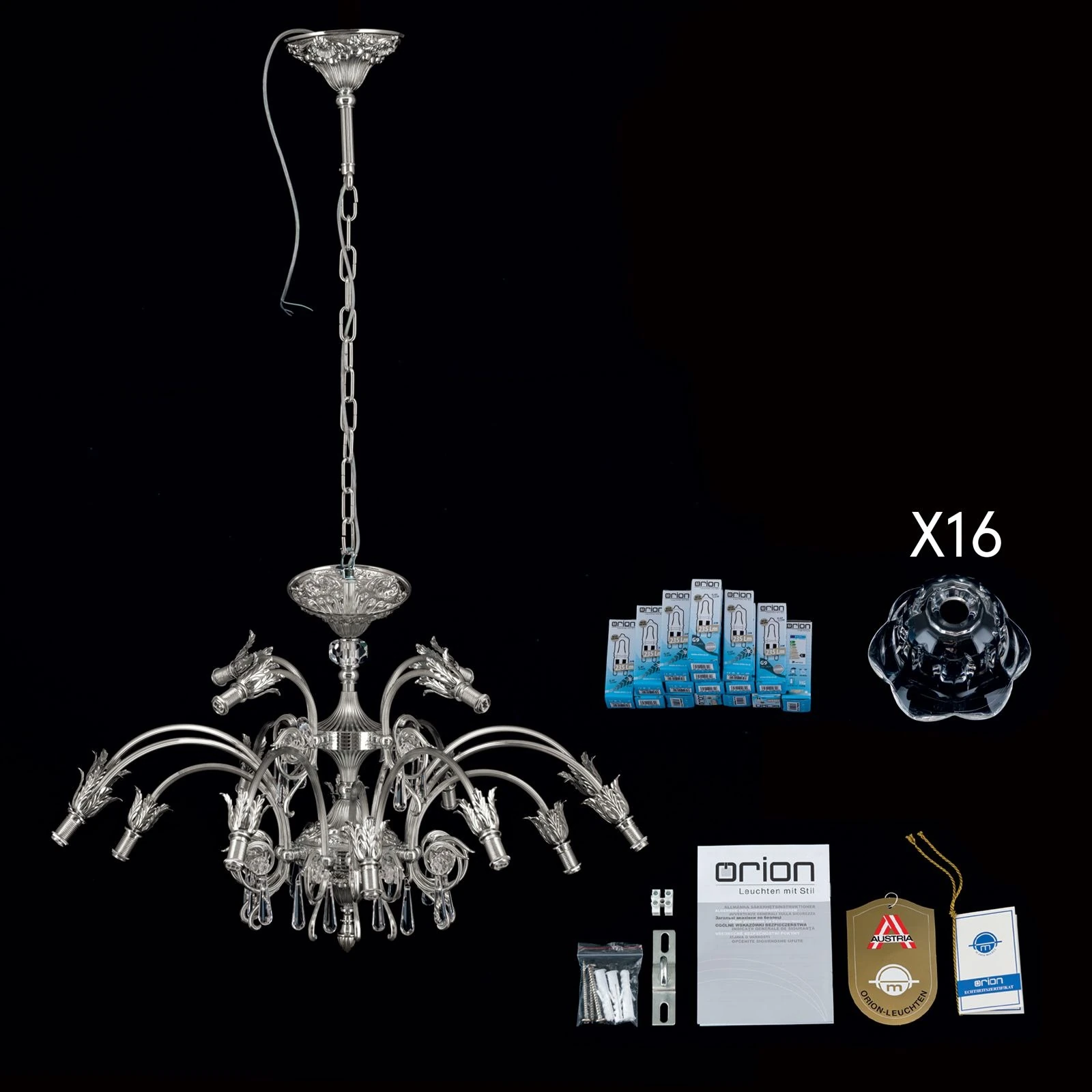 Luster LA BOHEME, 16 izvora svetla, antik srebro - 8