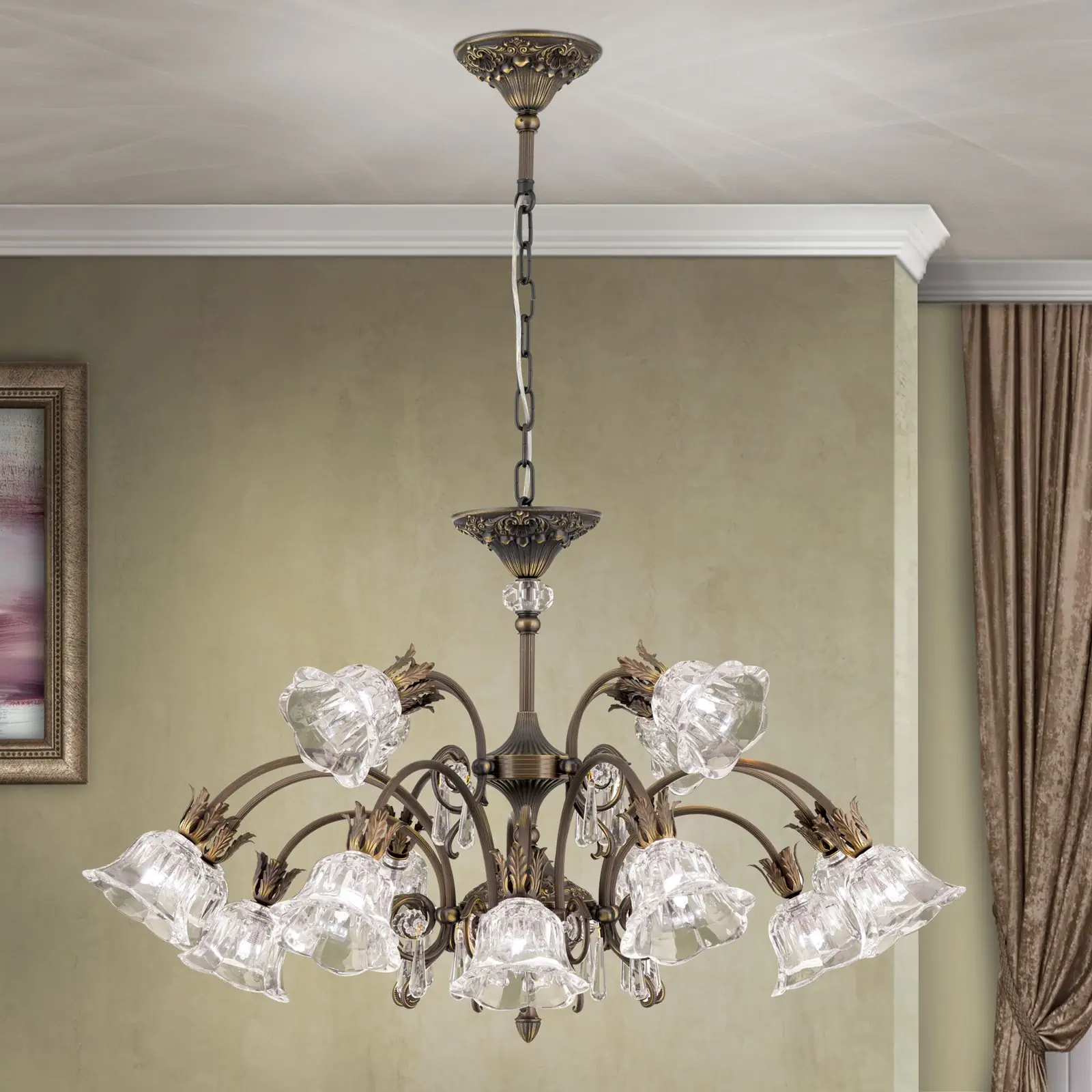 Luster LA BOHEME, 16 izvora svetla, antik patina - 1