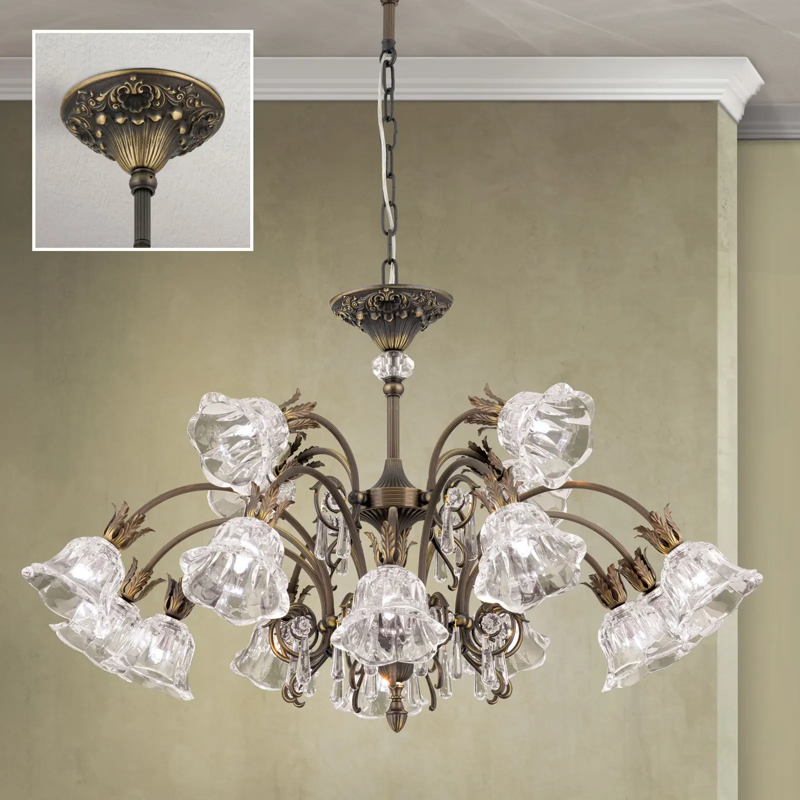 Luster LA BOHEME, 16 izvora svetla, antik patina - 2