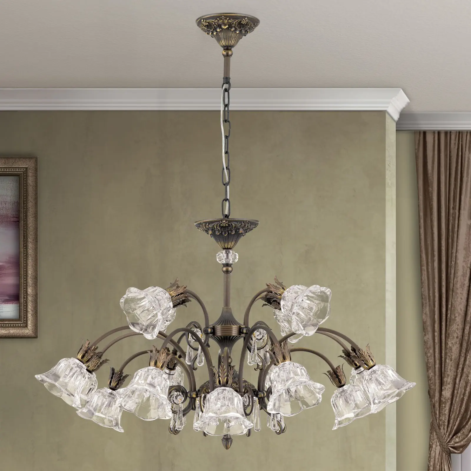 Luster LA BOHEME, 16 izvora svetla, antik patina - 3