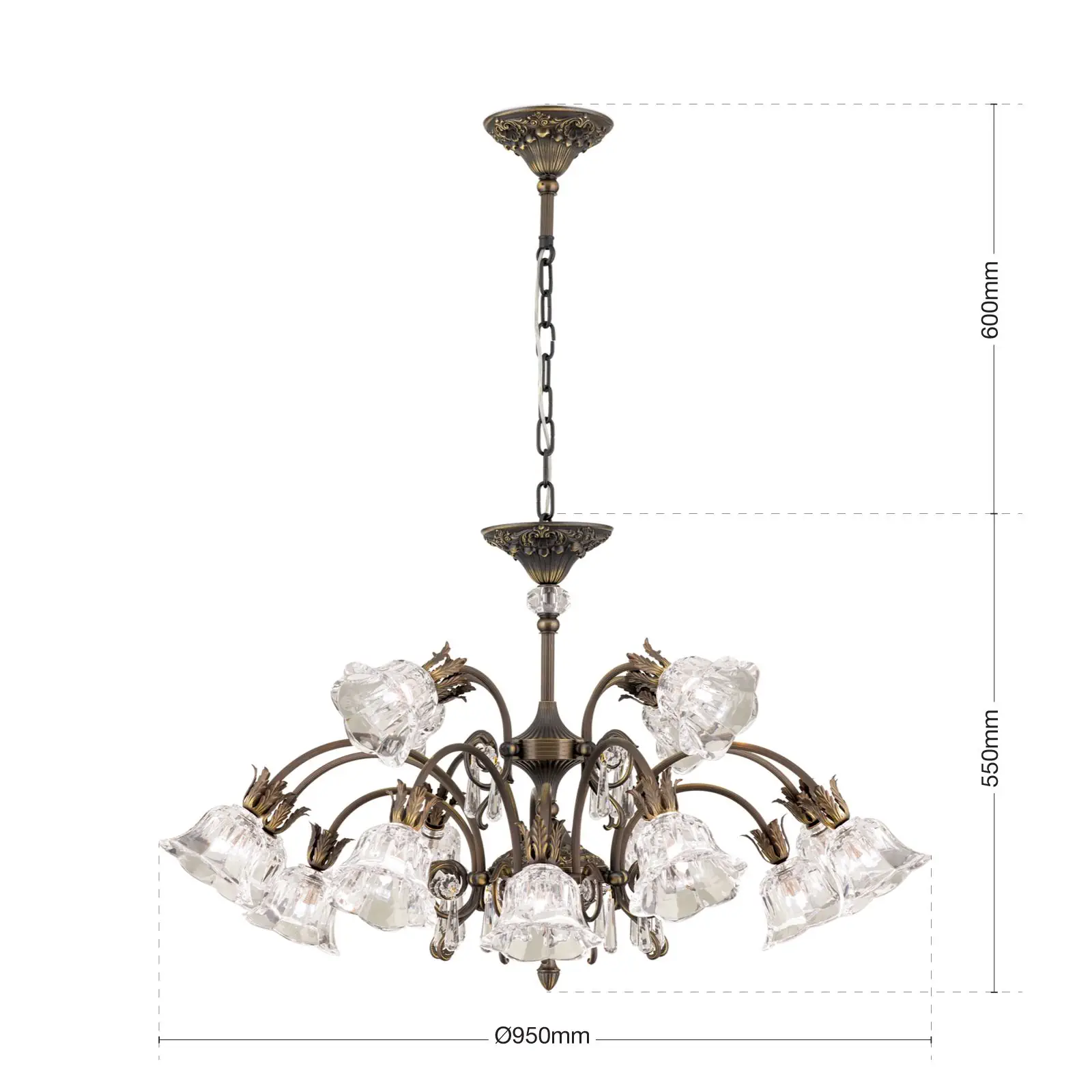 Luster LA BOHEME, 16 izvora svetla, antik patina - 7