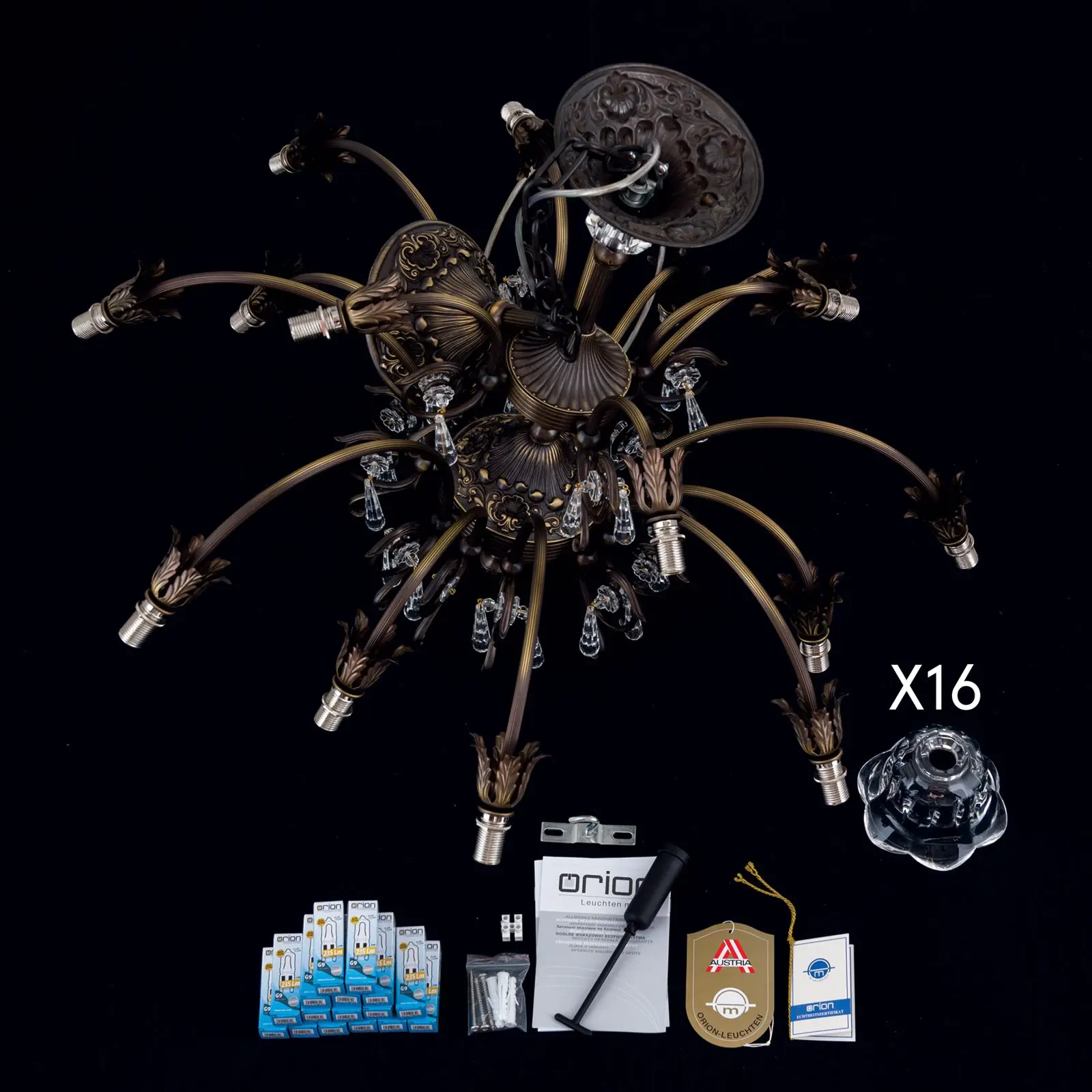 Luster LA BOHEME, 16 izvora svetla, antik patina - 8