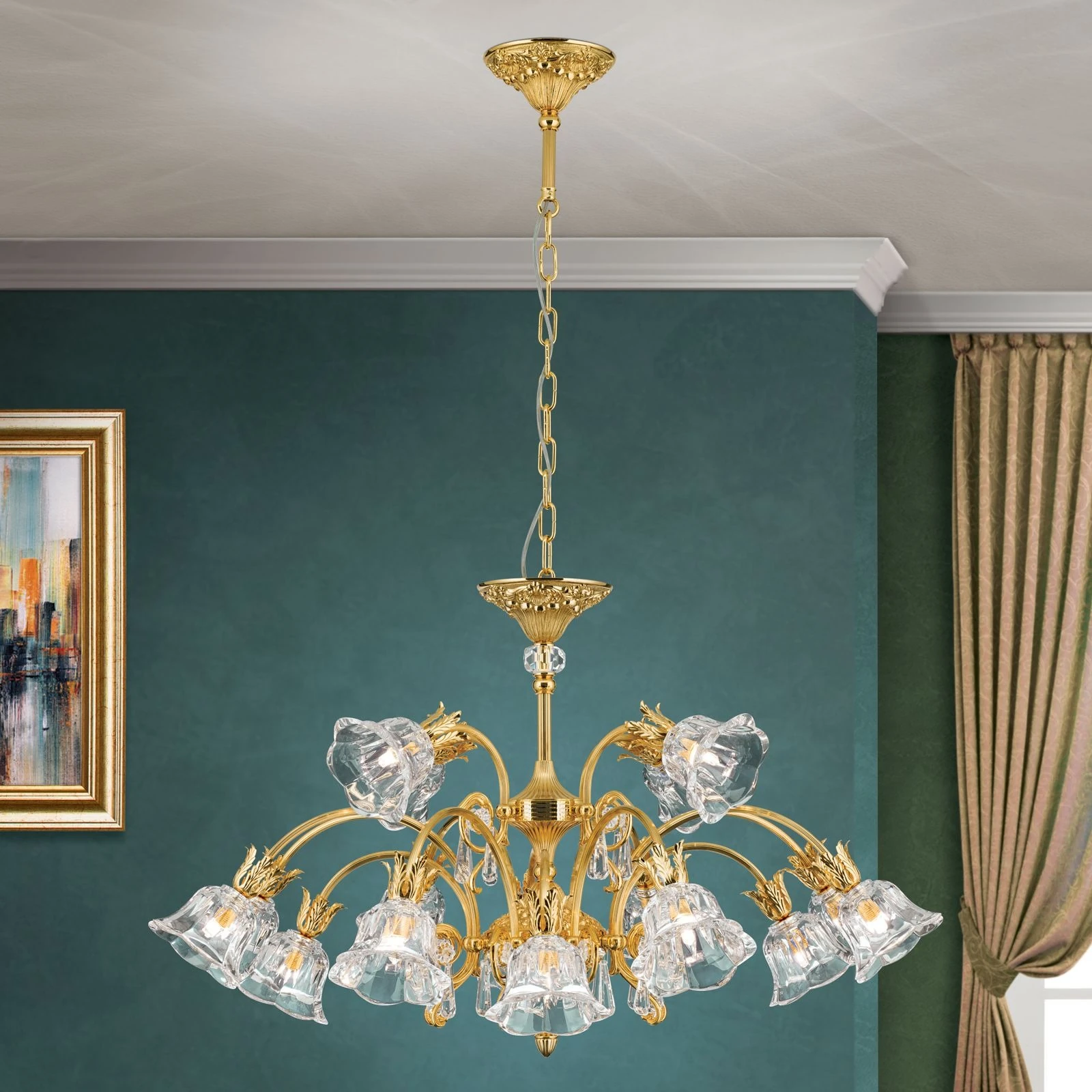 Luster LA BOHEME, 16 izvora svetla, 24-karatno pozlaćeno - 1