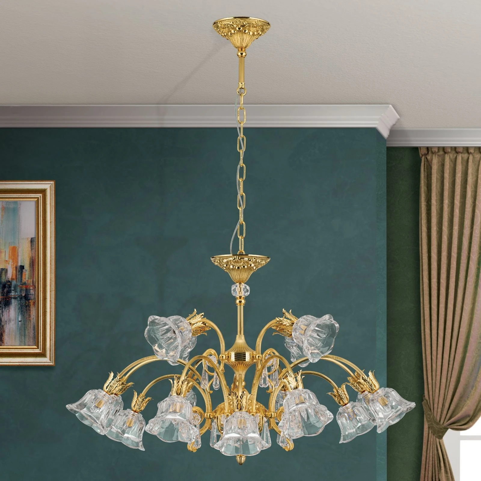 Luster LA BOHEME, 16 izvora svetla, 24-karatno pozlaćeno - 3