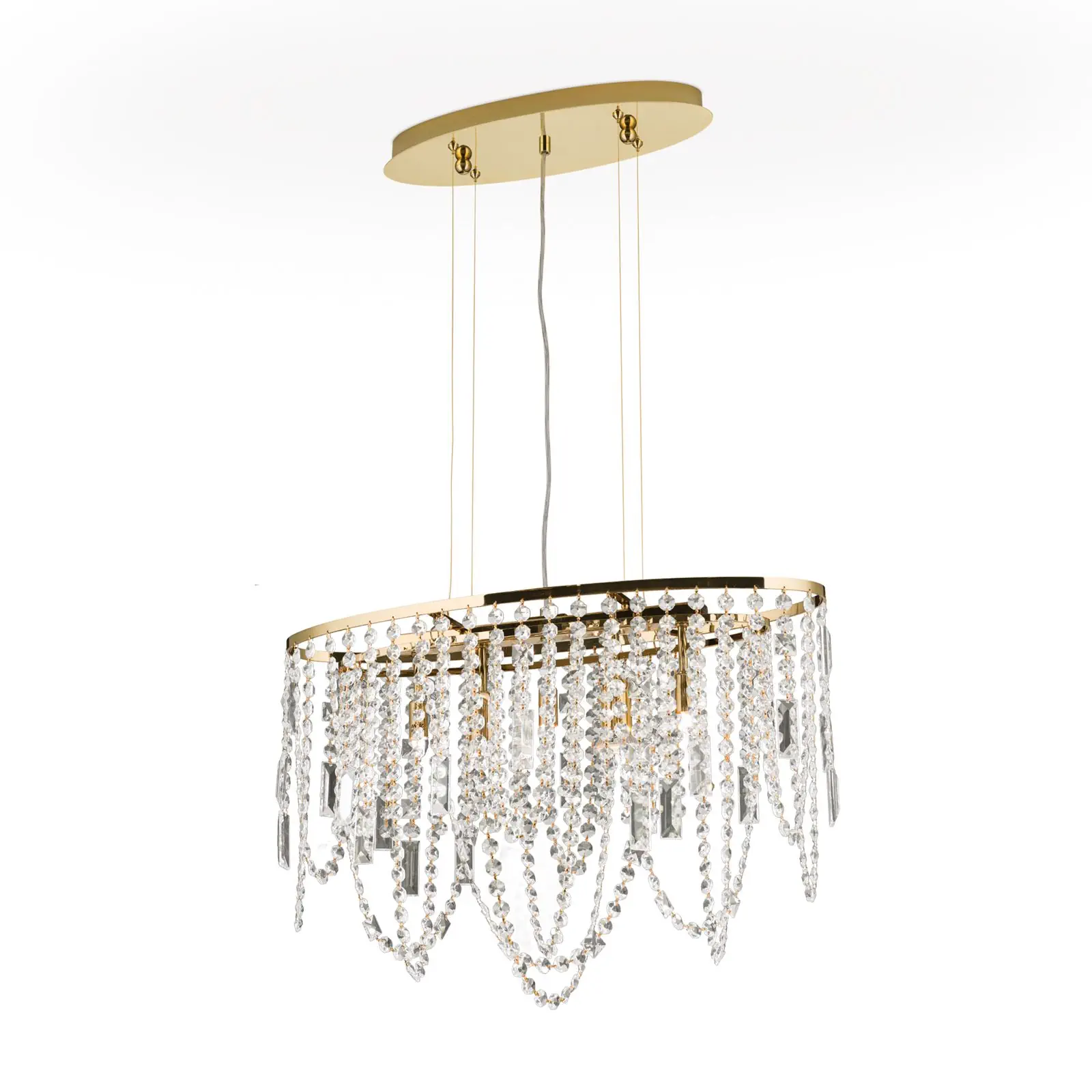 Plafonski luster KRISTALLDESIGN, ovalni oblik, 60 × 25 cm, pozlaćen 24-karatnim zlatom - 4