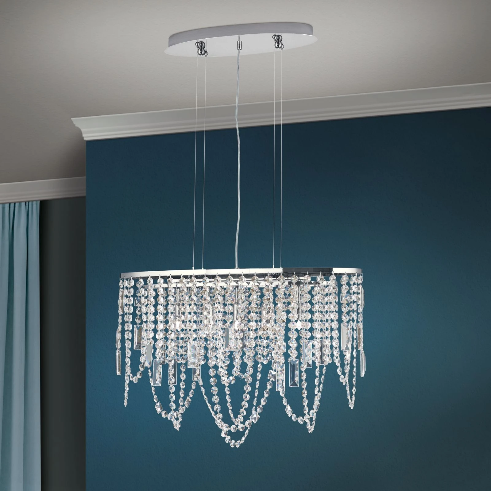 Plafonski luster KRISTALLDESIGN, ovalnog oblika, 60 × 25 cm, hromiran - 2