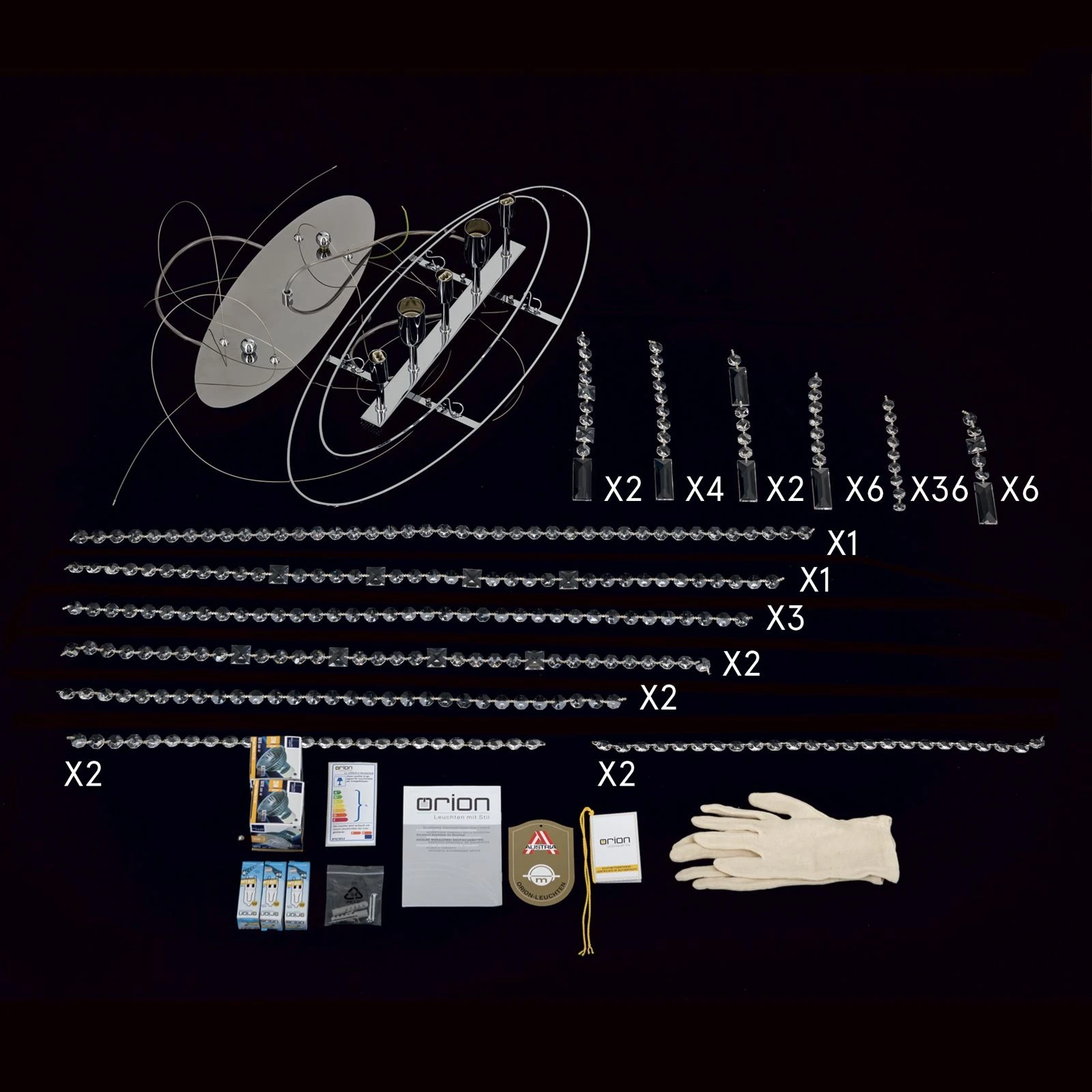 Plafonski luster KRISTALLDESIGN, ovalnog oblika, 60 × 25 cm, hromiran - 8
