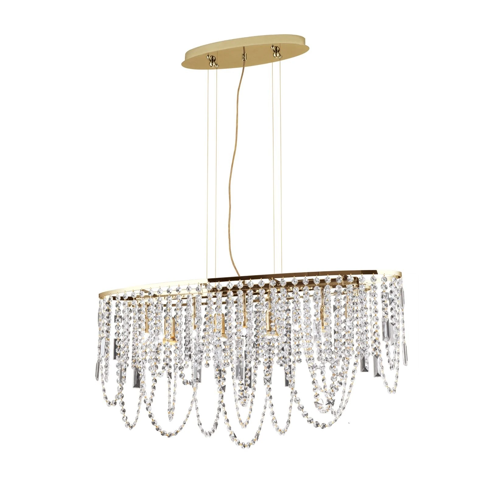 Viseća lampa KRISTALLDESIGN, ovalnog oblika, 90x25 cm, 24-karatno pozlaćena - 4