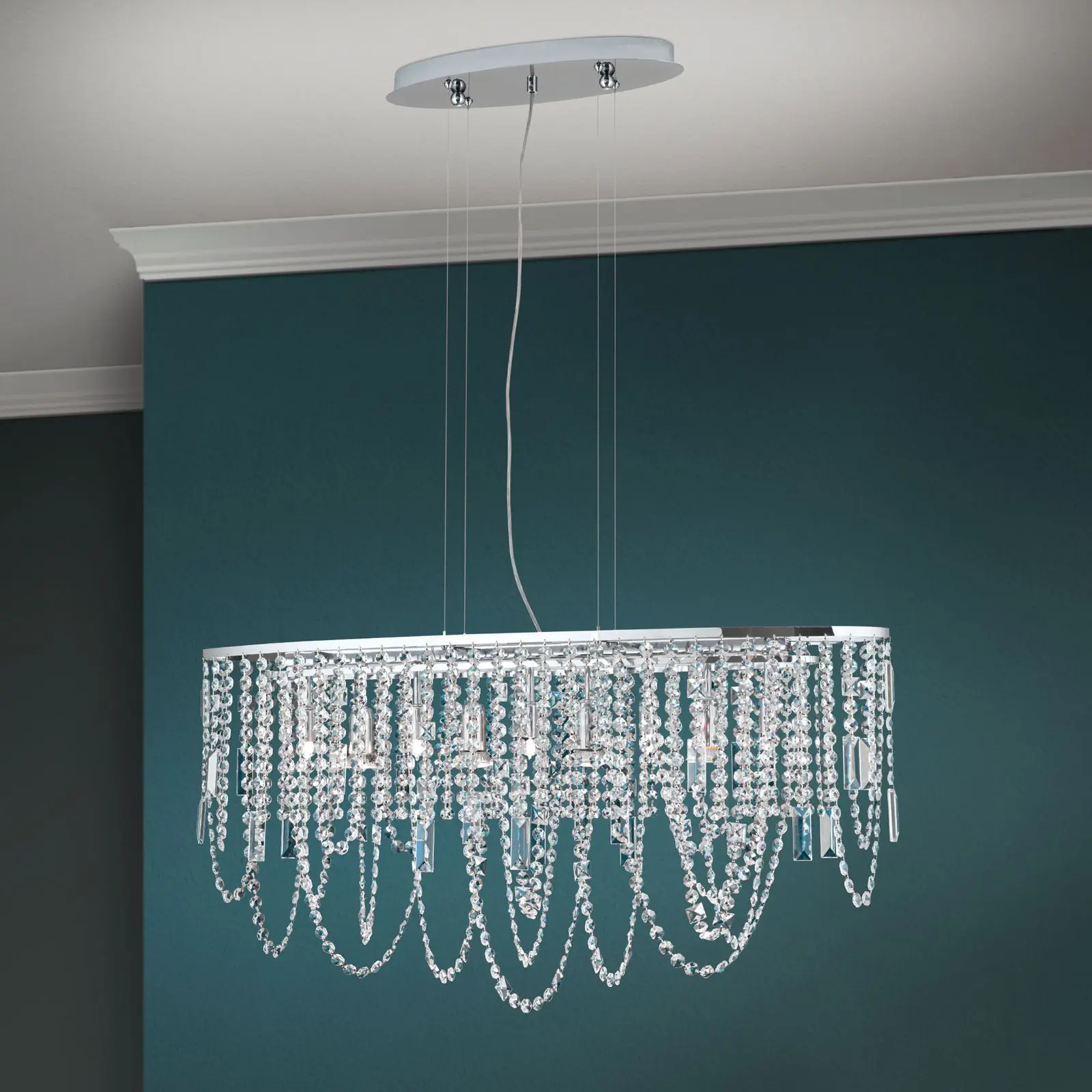 Viseća lampa KRISTALLDESIGN, ovalnog oblika, 90x25cm, hromirana - 2