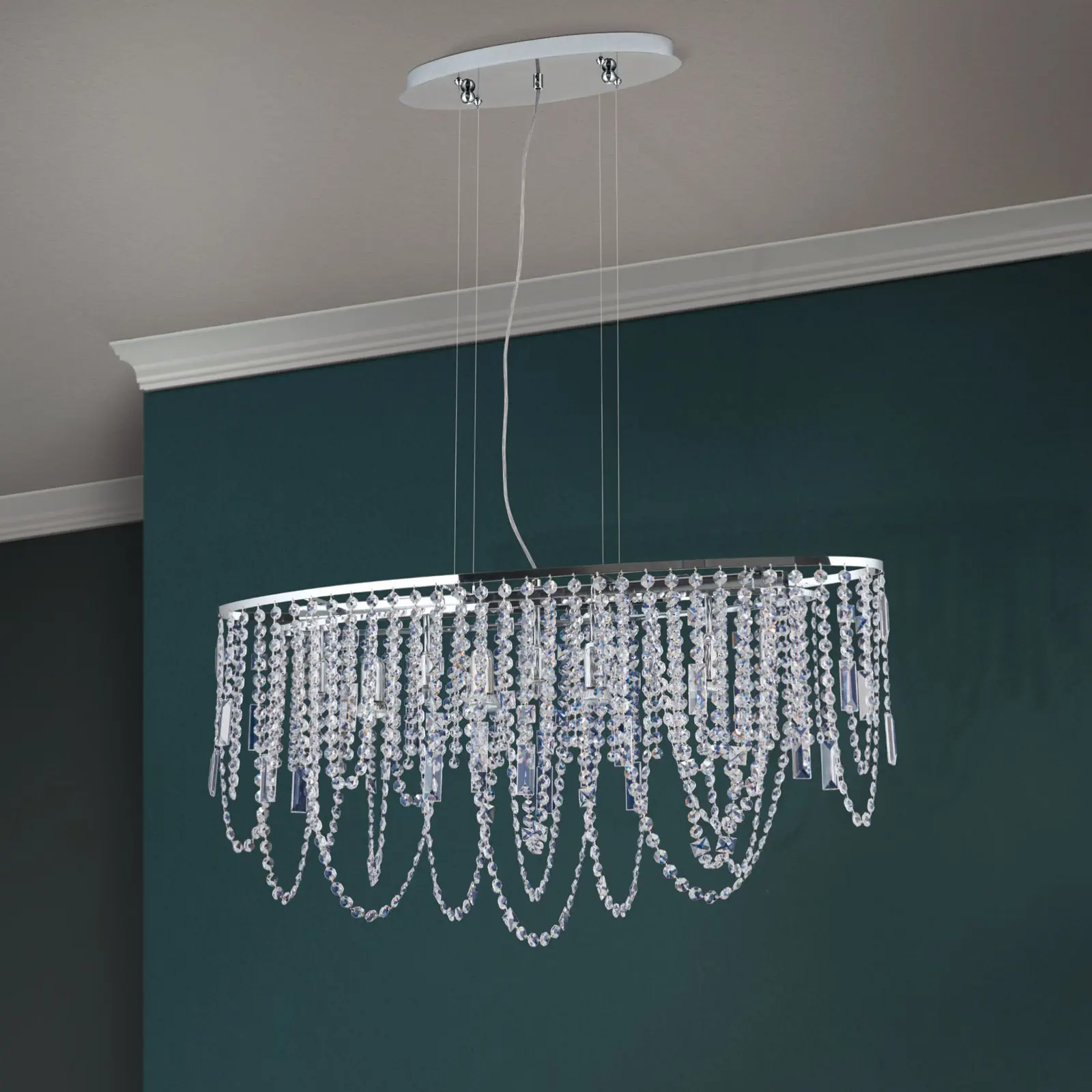 Viseća lampa KRISTALLDESIGN, ovalnog oblika, 90x25cm, hromirana - 3