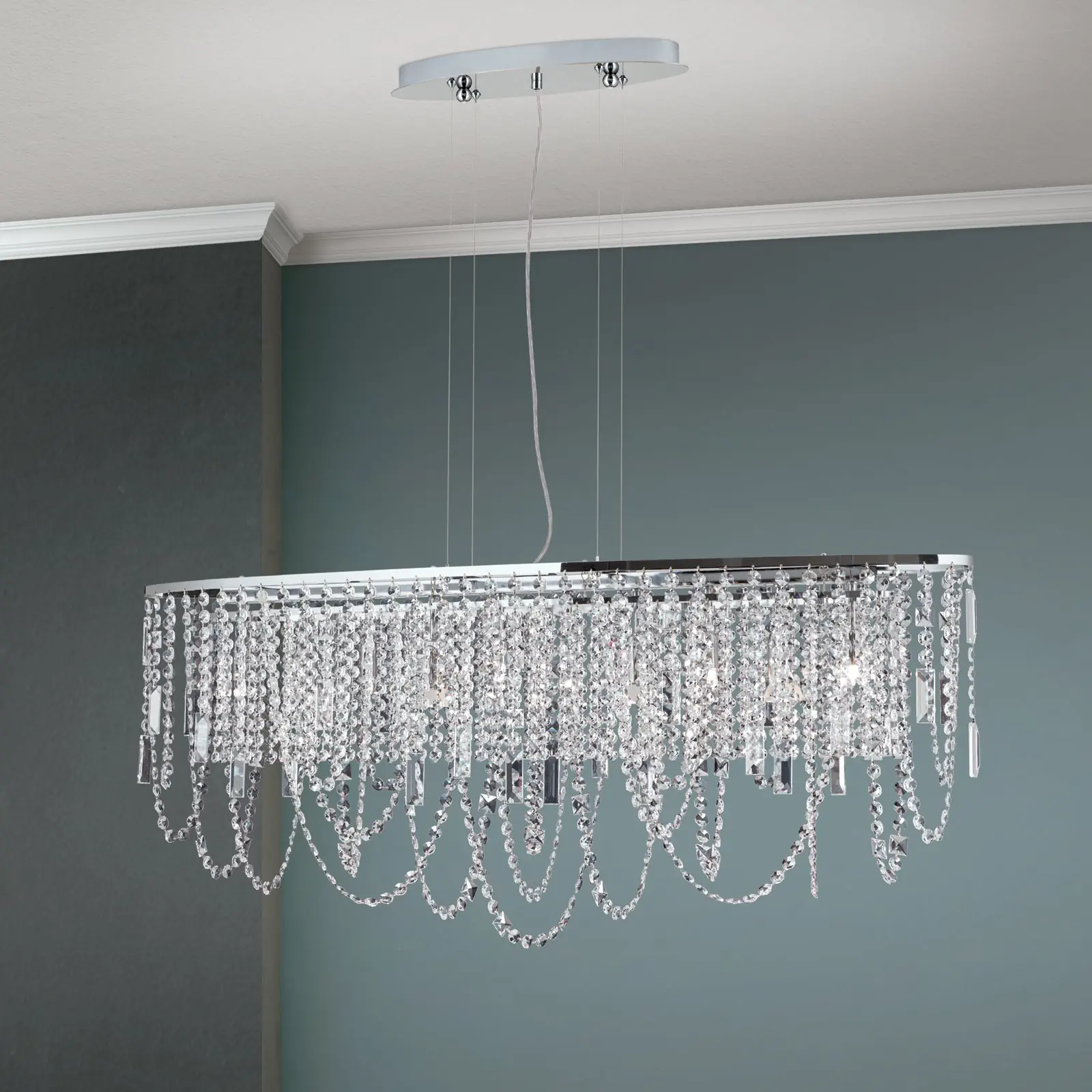 Viseća lampa KRISTALLDESIGN, ovalnog oblika, 110x25cm, hromirana - 2