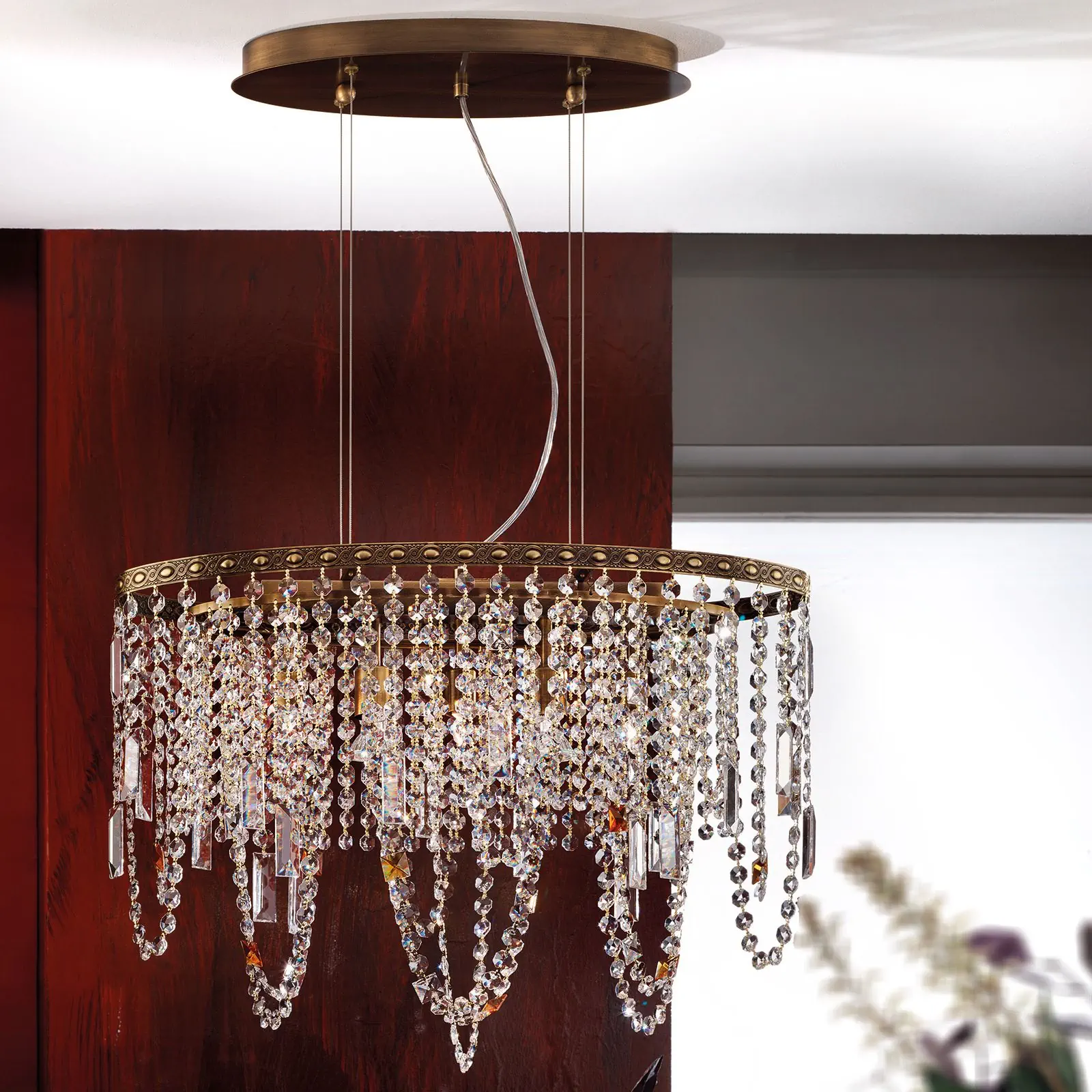 Viseća lampa KRISTALLDESIGN, 5 izvora svetla, patina - 4