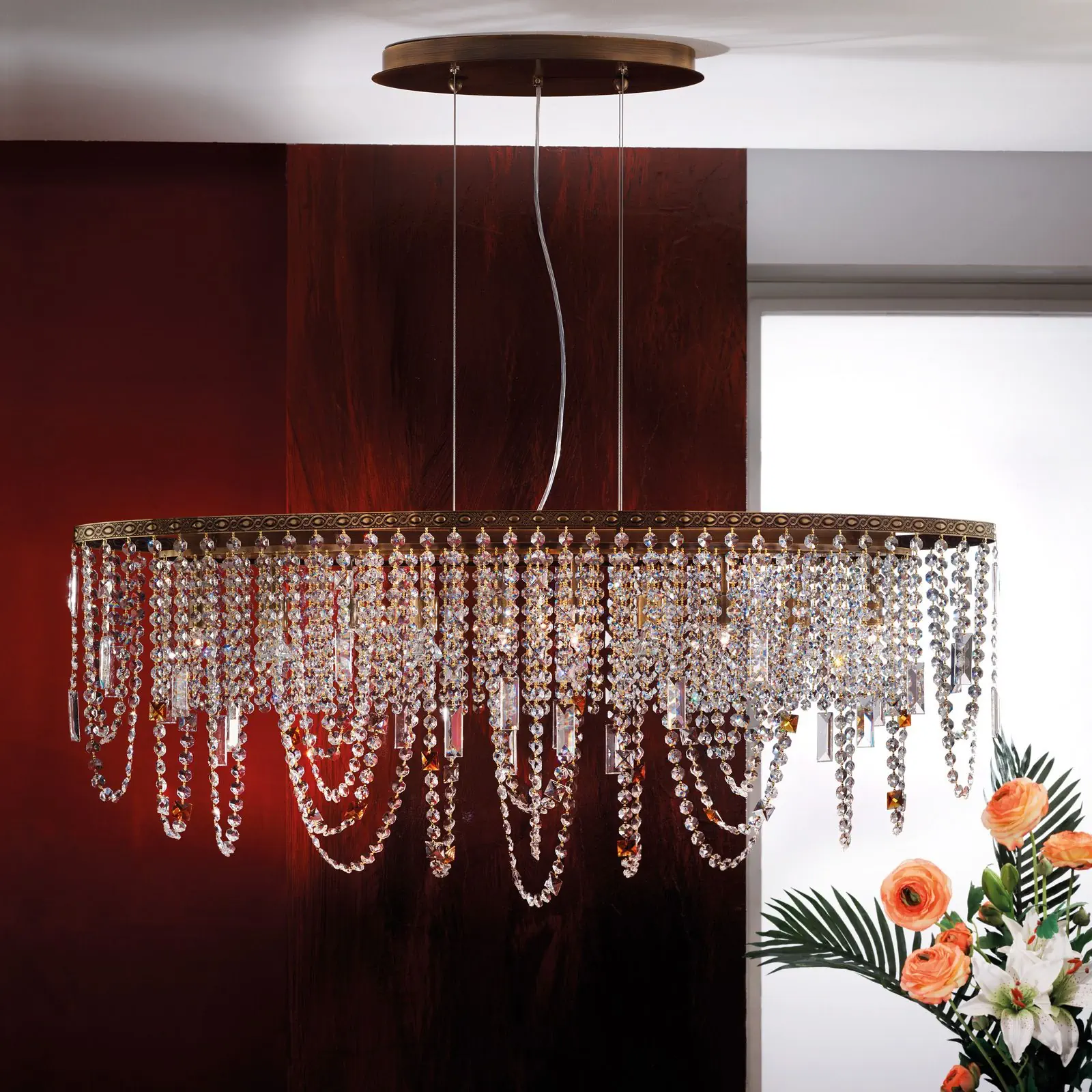 Viseća lampa KRISTALLDESIGN, 10 izvora svetla, patina - 1