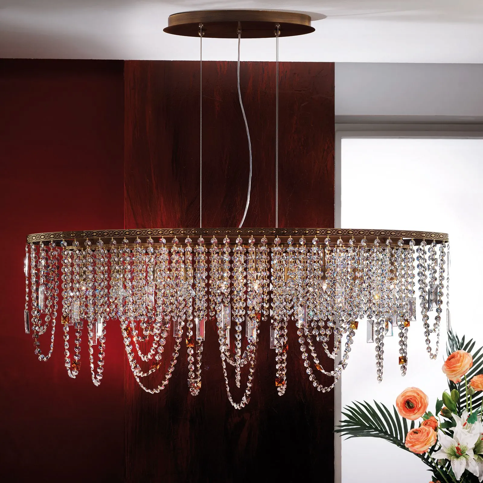 Viseća lampa KRISTALLDESIGN, 10 izvora svetla, patina - 4