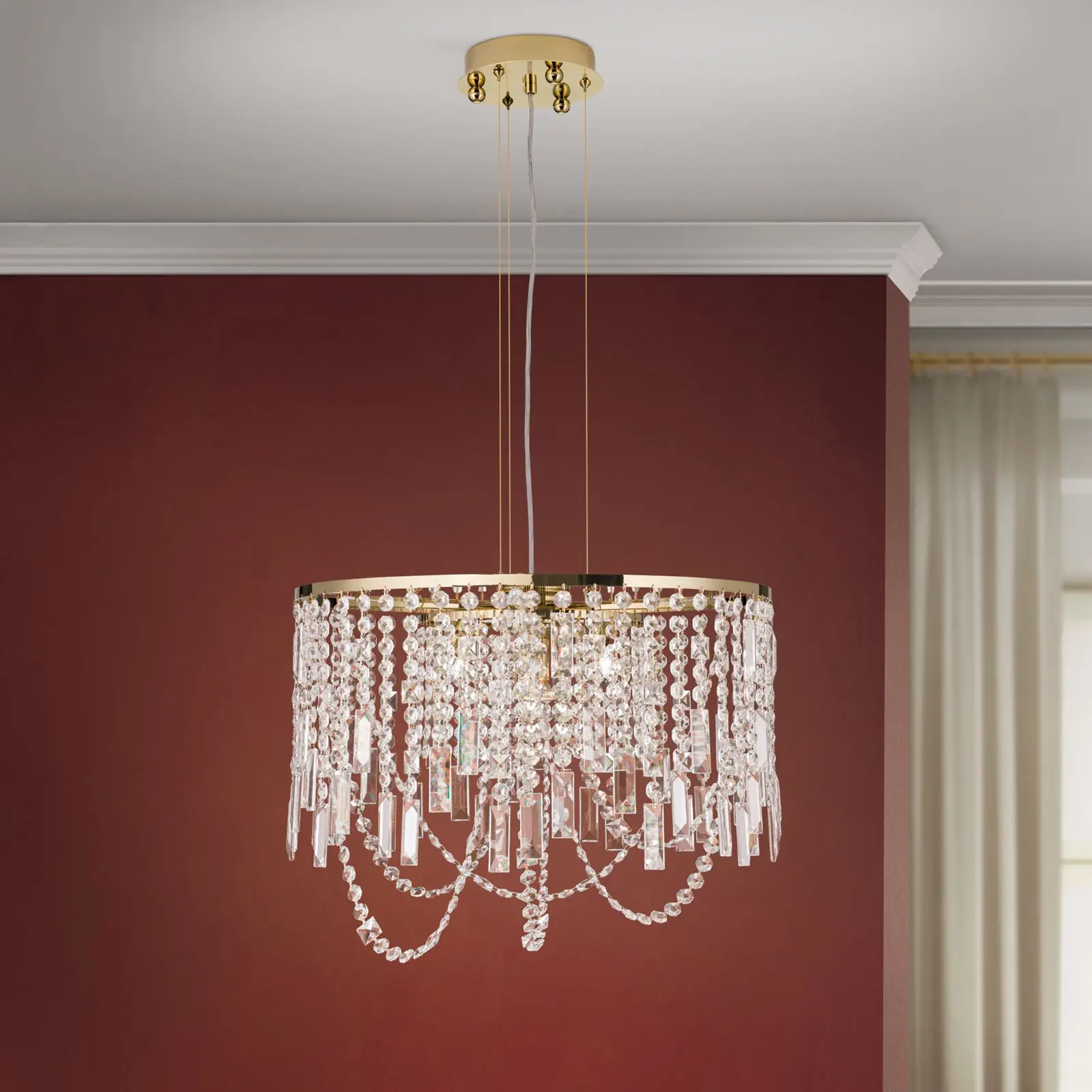 Viseća lampa KRISTALLDESIGN, okruglog oblika, 50cm, 24-karatno pozlaćena - 1