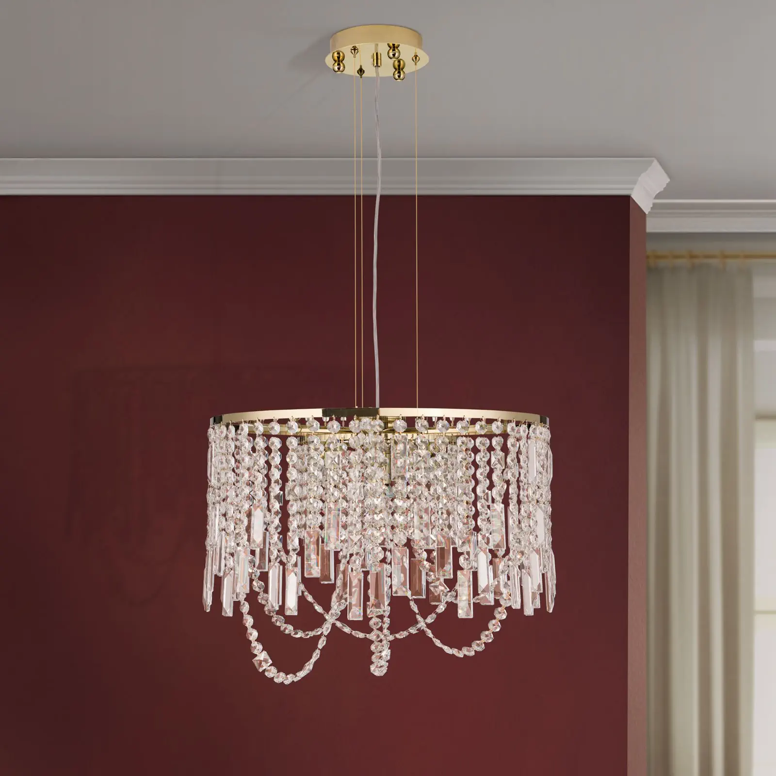 Viseća lampa KRISTALLDESIGN, okruglog oblika, 50cm, 24-karatno pozlaćena - 3