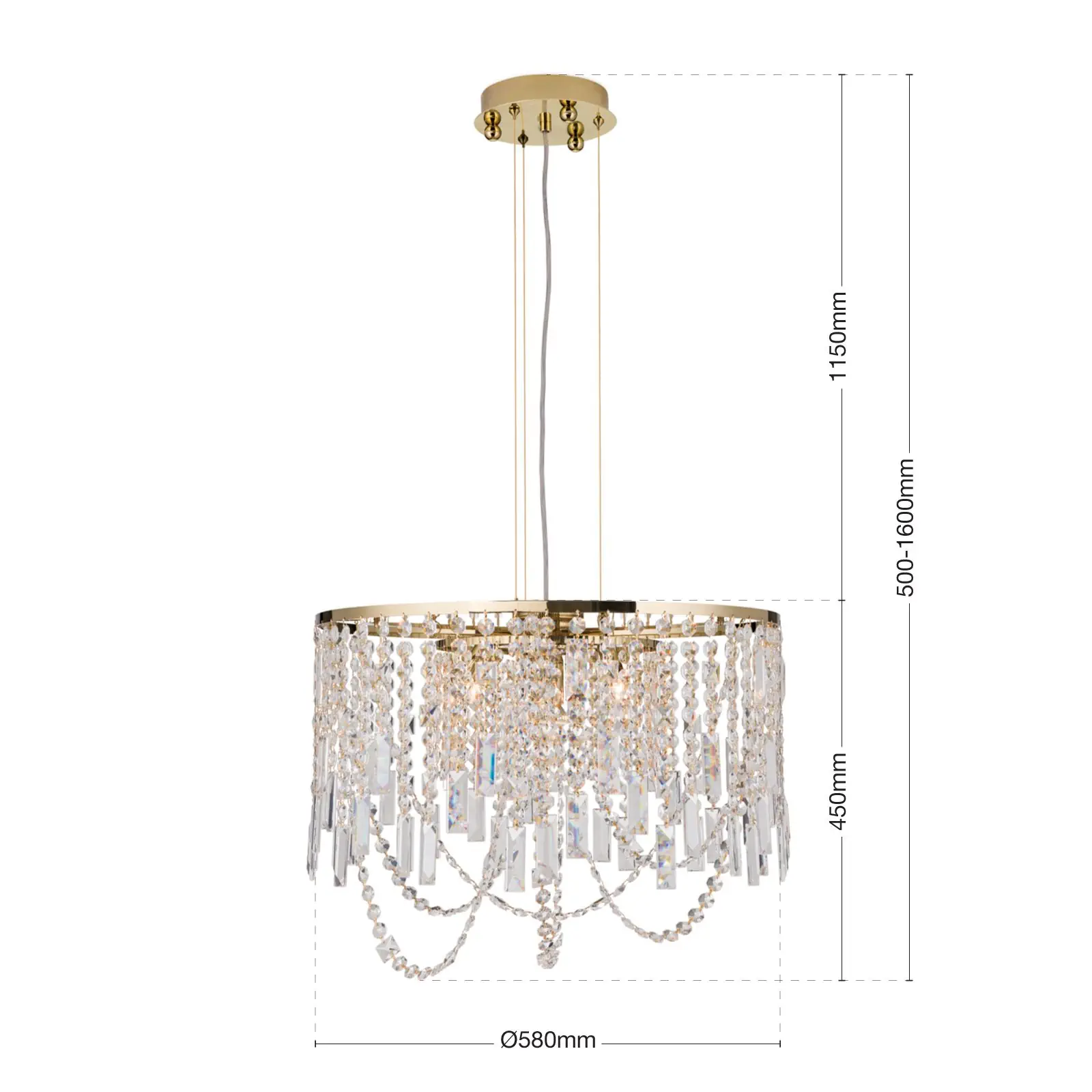 Viseća lampa KRISTALLDESIGN, okruglog oblika, 50cm, 24-karatno pozlaćena - 7