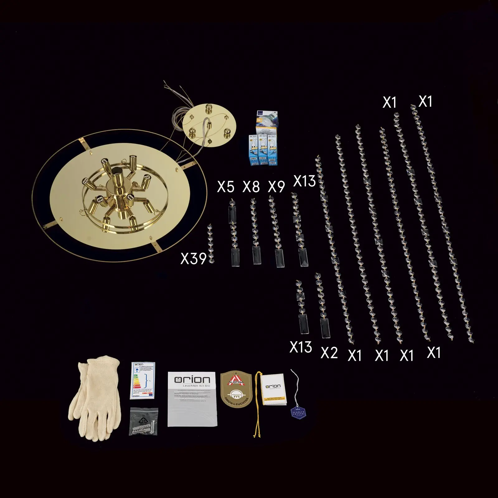 Viseća lampa KRISTALLDESIGN, okruglog oblika, 50cm, 24-karatno pozlaćena - 8