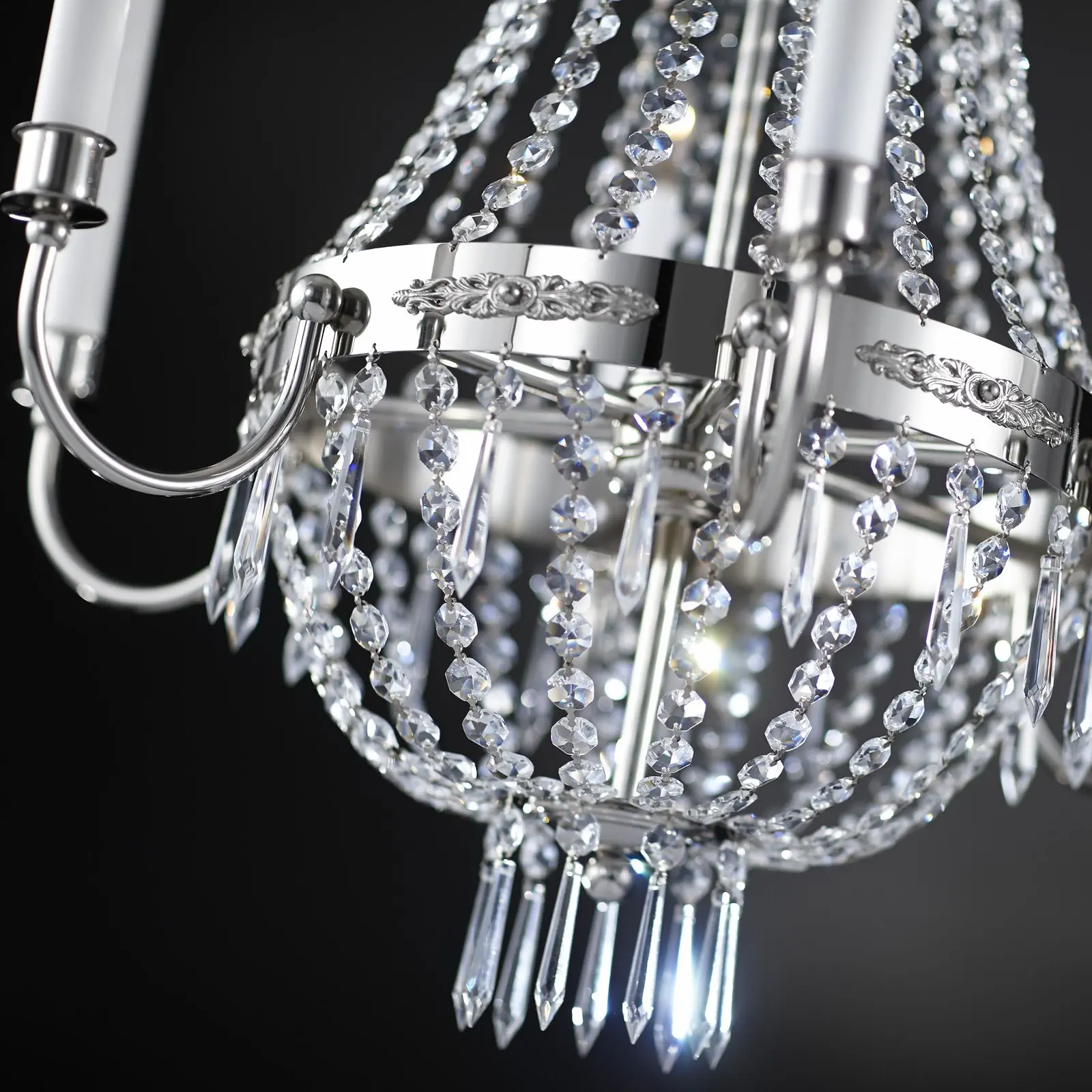 Luster EMPIRE CRYSTAL, antik srebro, Ø 62 cm - 2