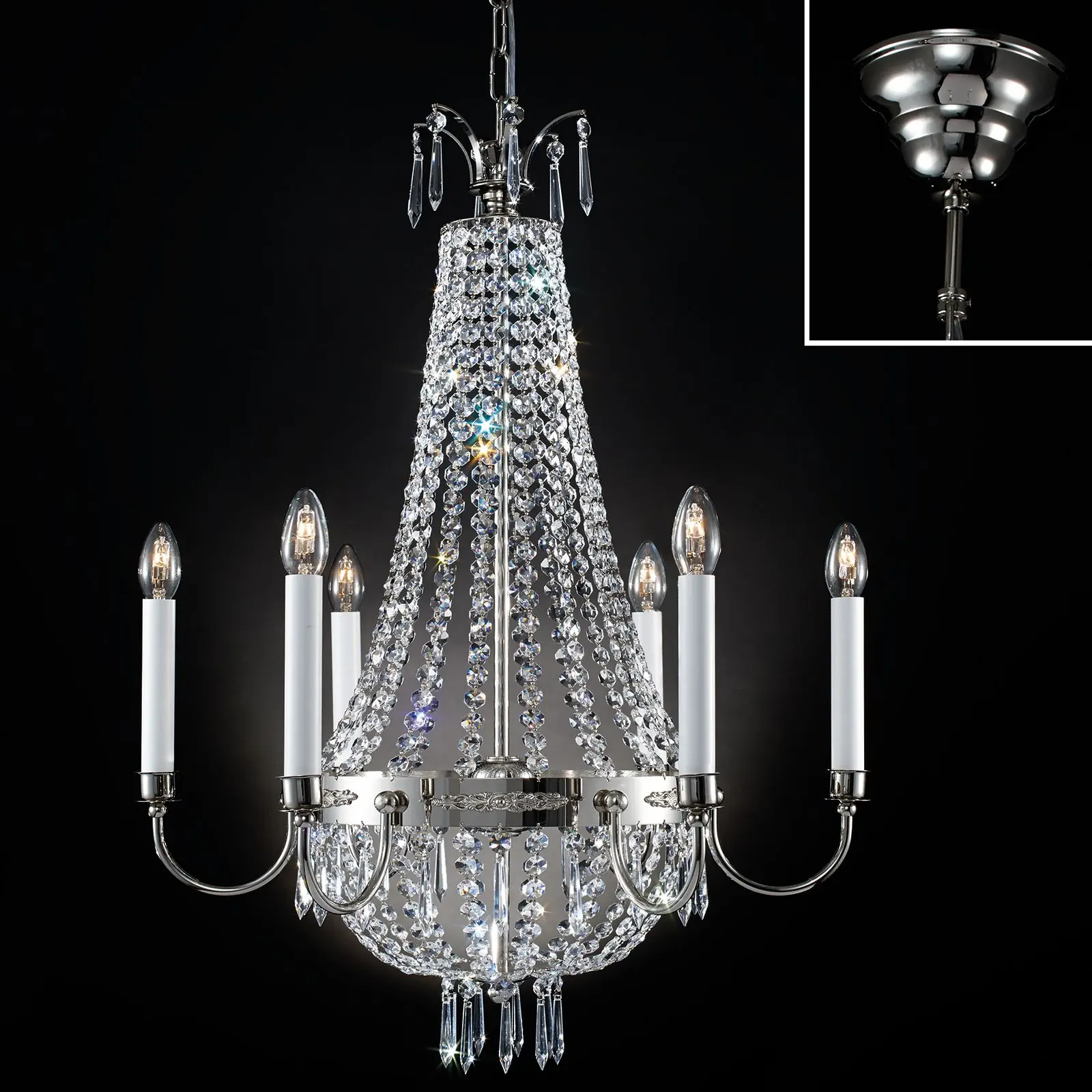 Luster EMPIRE CRYSTAL, antik srebro, Ø 62 cm - 4