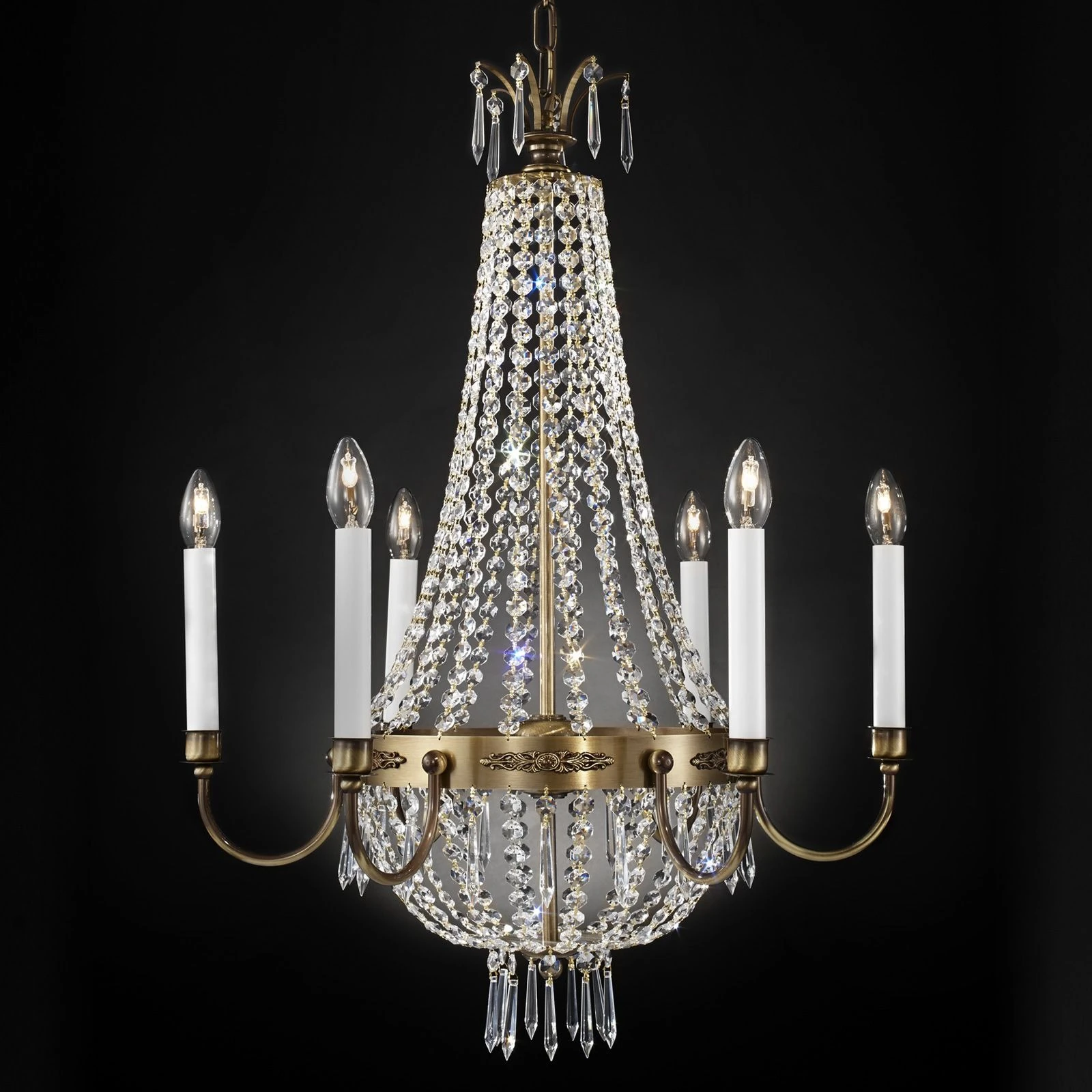 Luster EMPIRE CRYSTAL, Ø 62 cm, antik mesing - 1