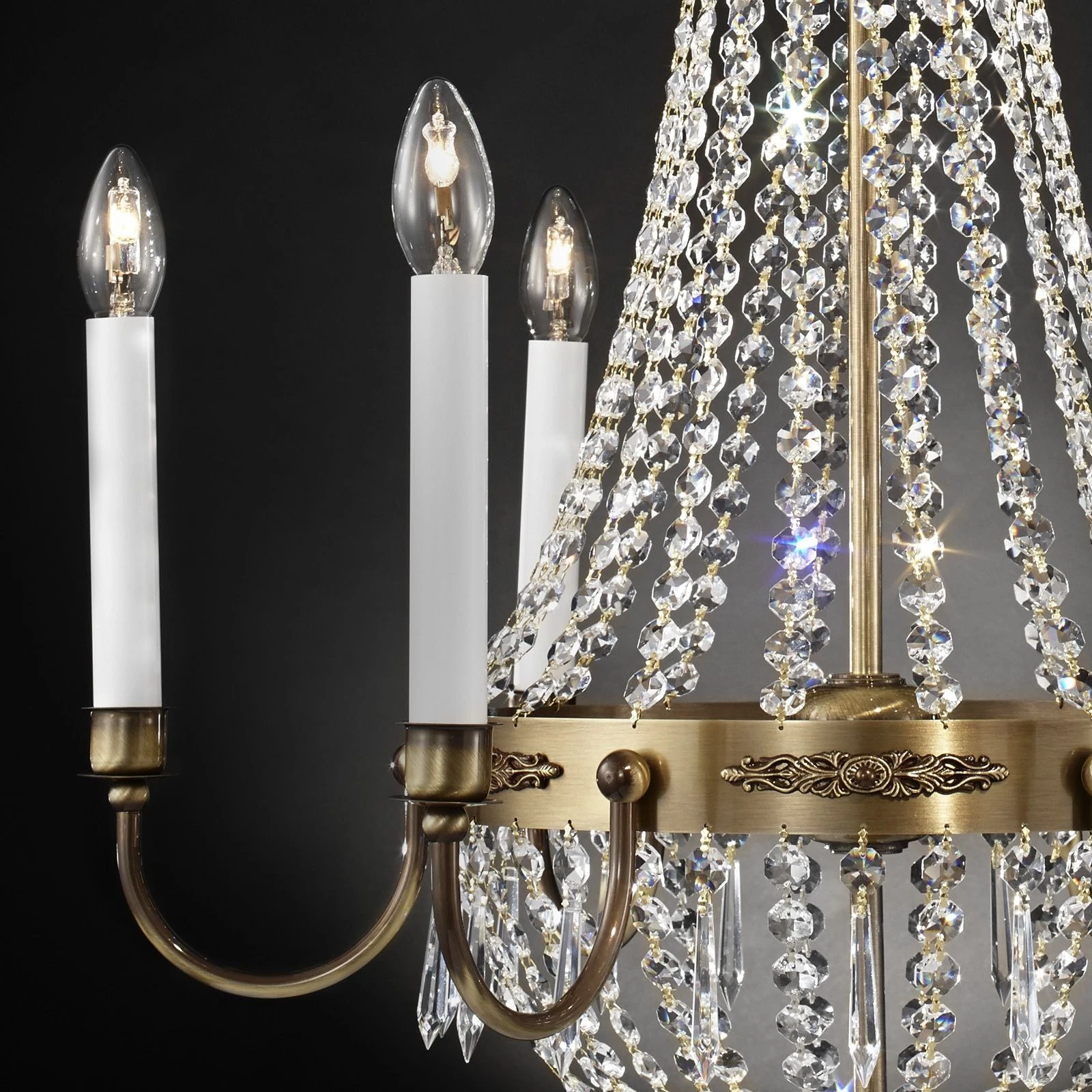 Luster EMPIRE CRYSTAL, Ø 62 cm, antik mesing - 2