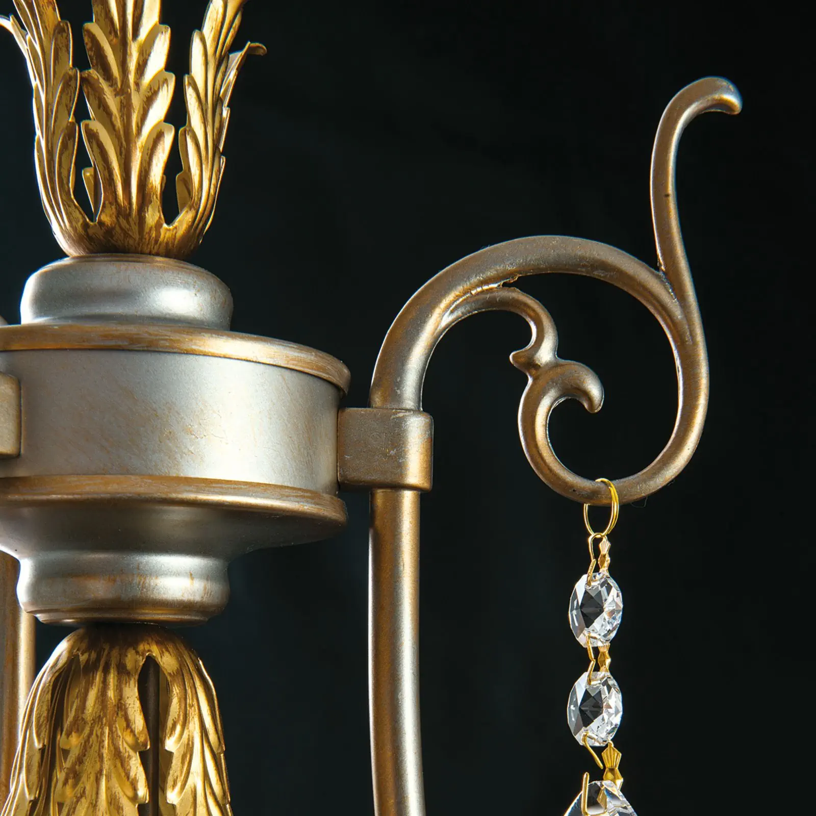 Luster MIRAMARE, 3 izvora svetla, srebrno-zlatni, sa belim organza abažurima - 4