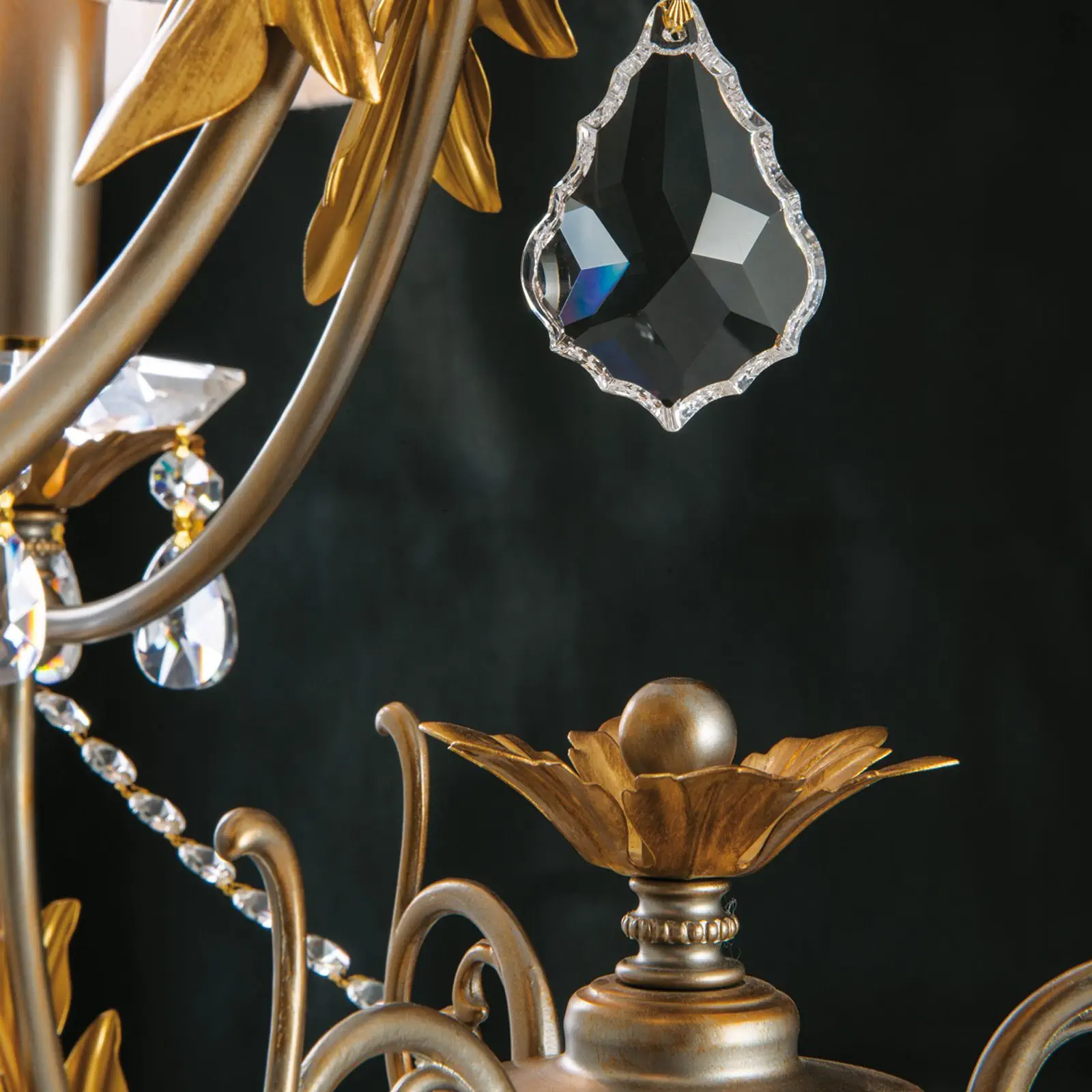 Luster MIRAMARE, 3 izvora svetla, srebrno-zlatni, sa belim organza abažurima - 5