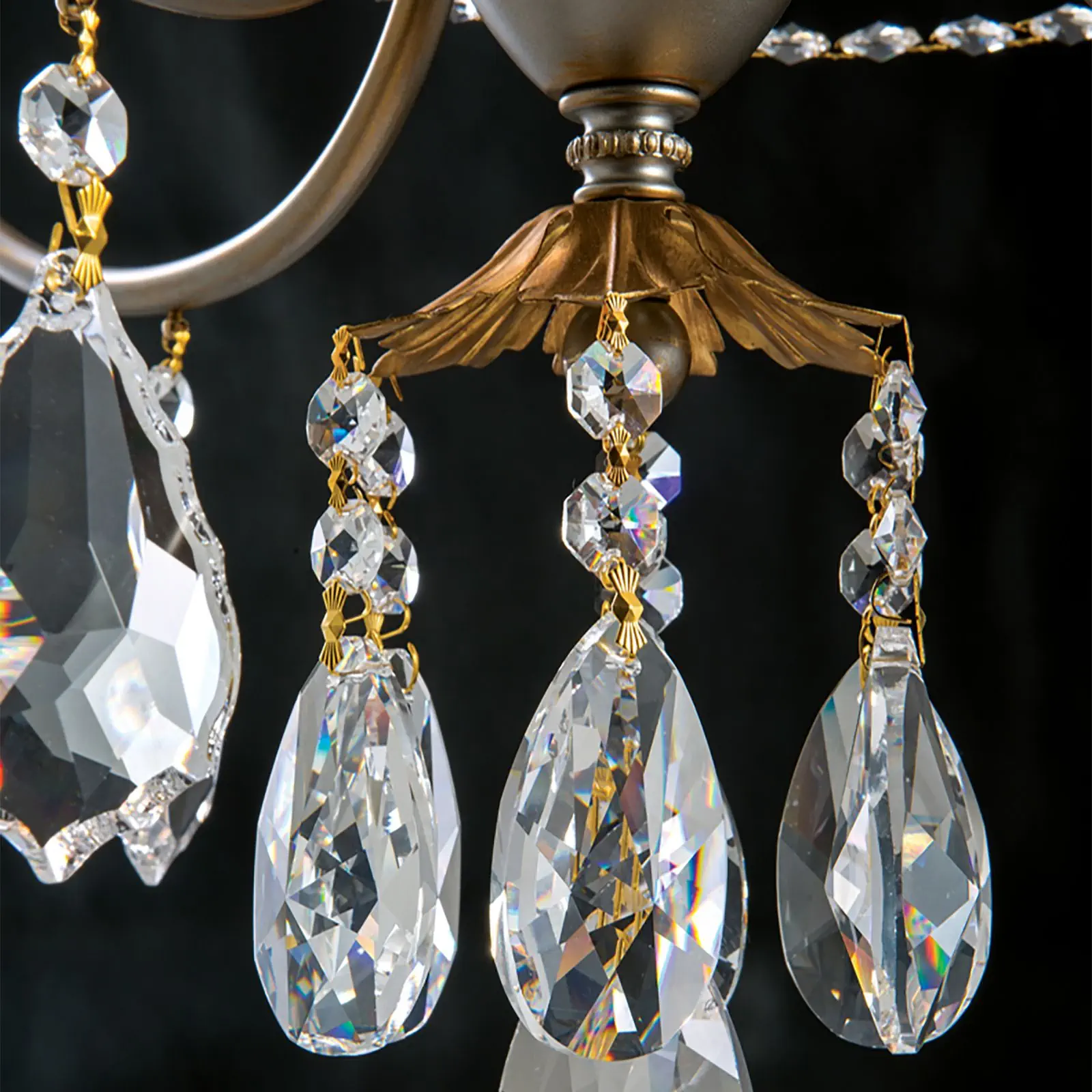 Luster MIRAMARE, 3 izvora svetla, srebrno-zlatni, sa belim organza abažurima - 9