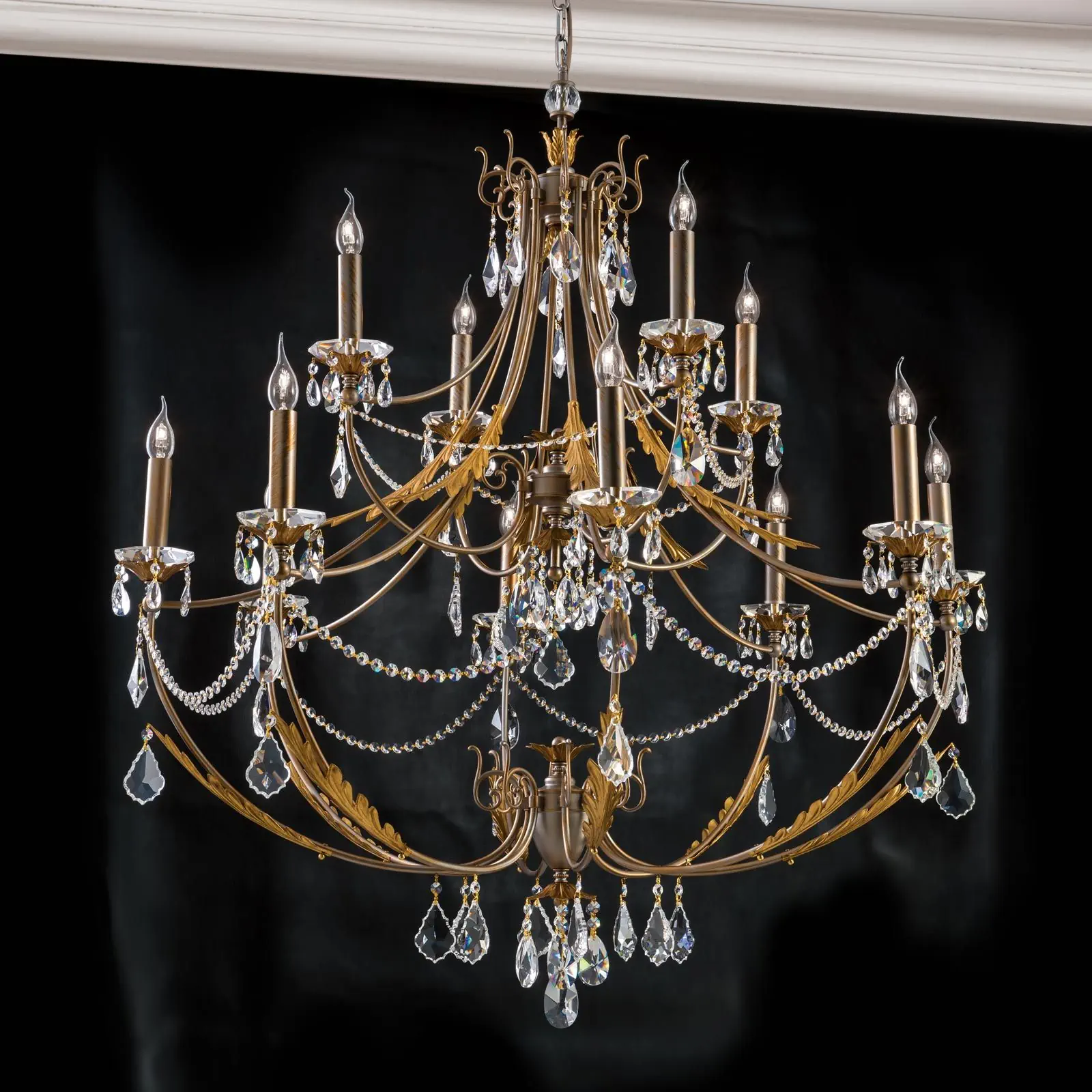 Luster MIRAMARE, 12 izvora svetla, srebrno-zlatni - 1