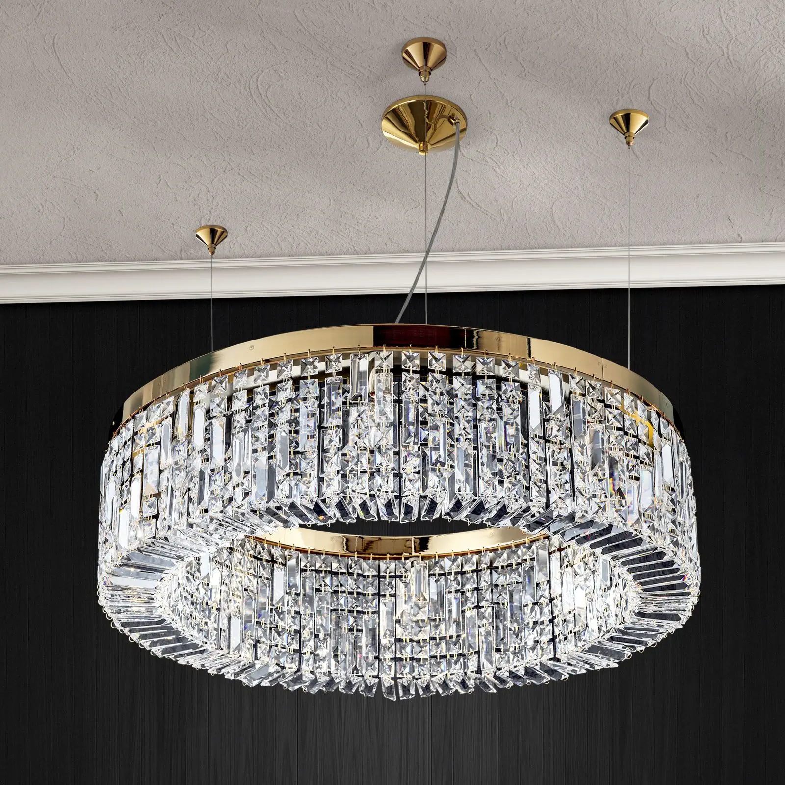 Luster RING, 8 izvora svetla, zlatni - 1