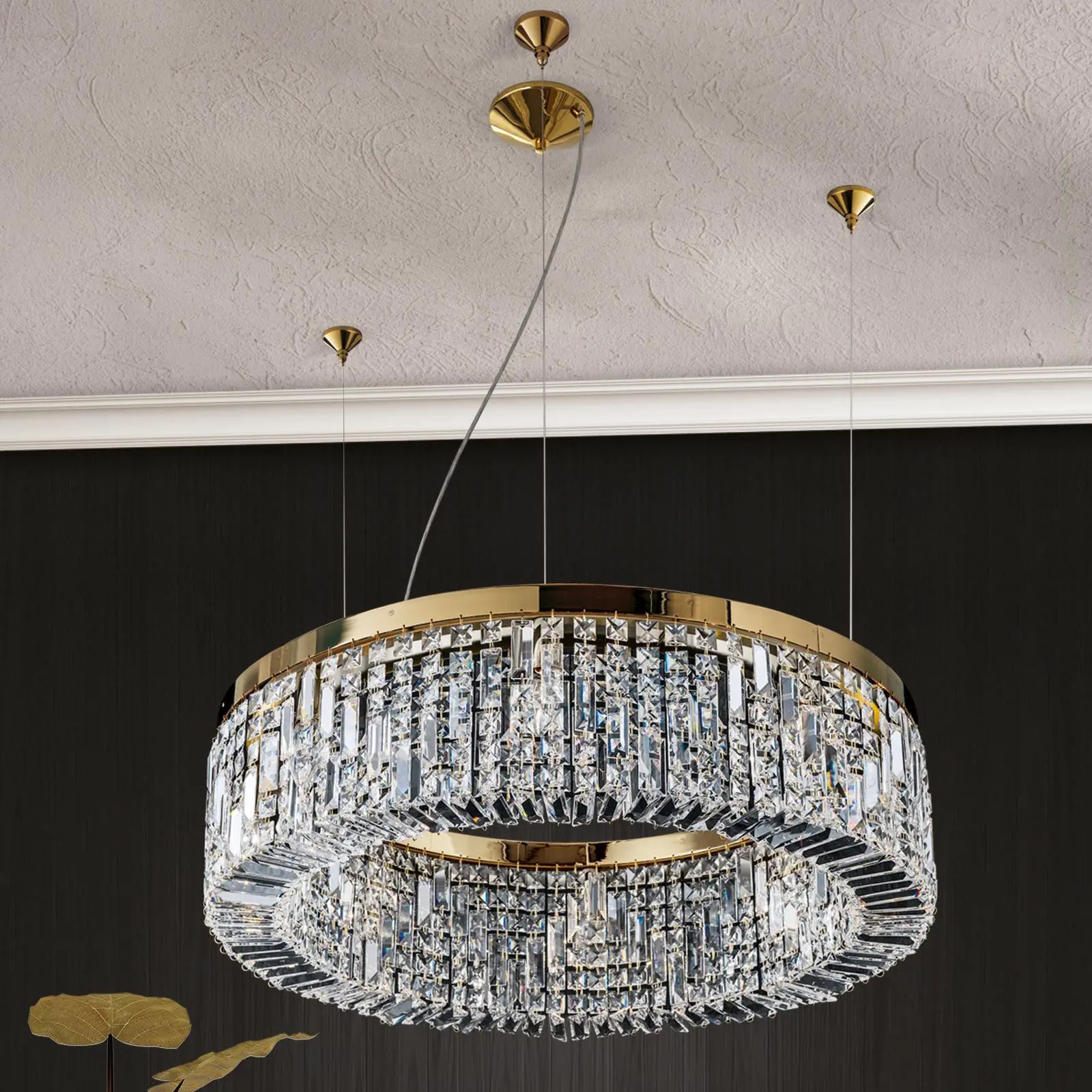 Luster RING, 8 izvora svetla, zlatni - 4