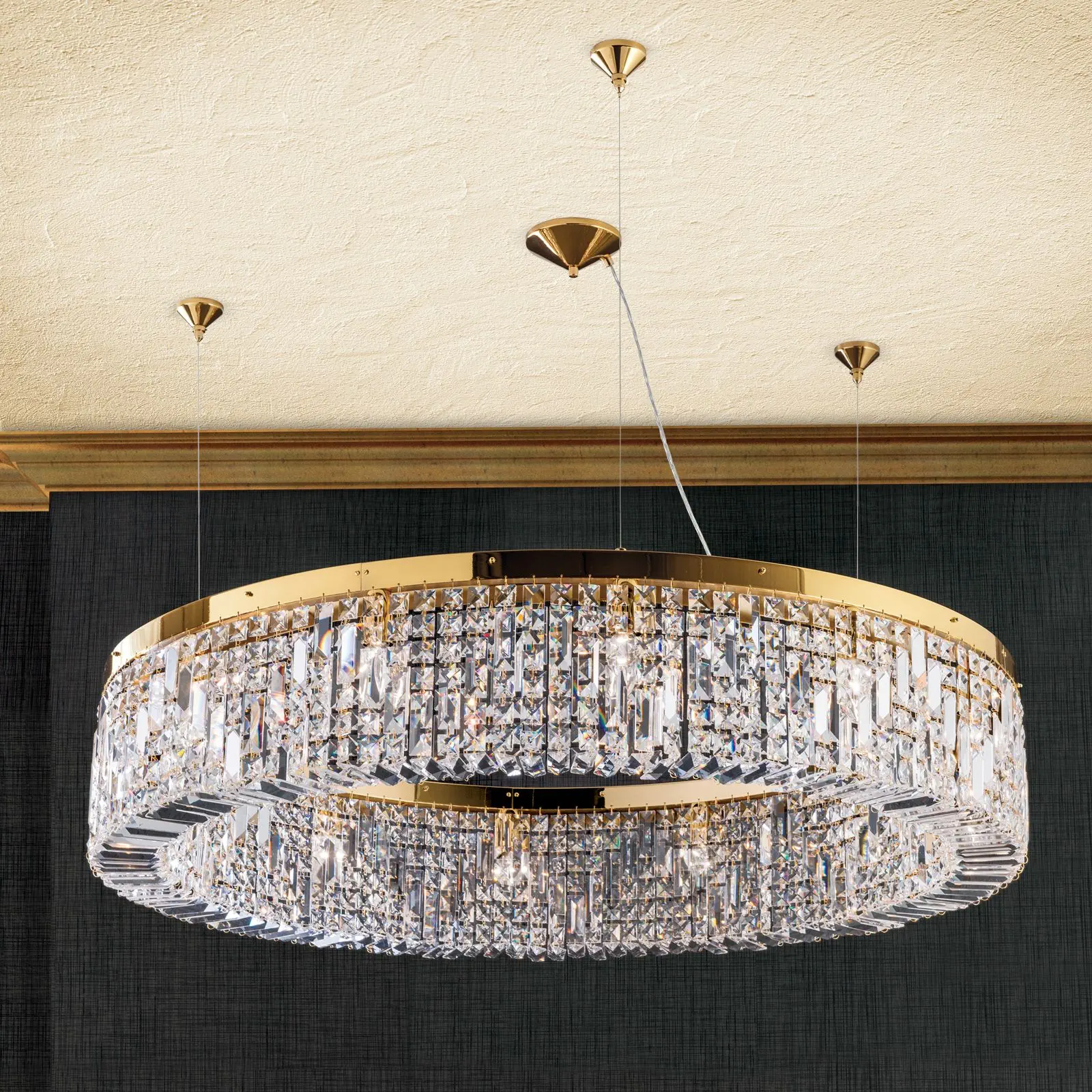 Luster RING, 12 izvora svetla, zlatni - 1