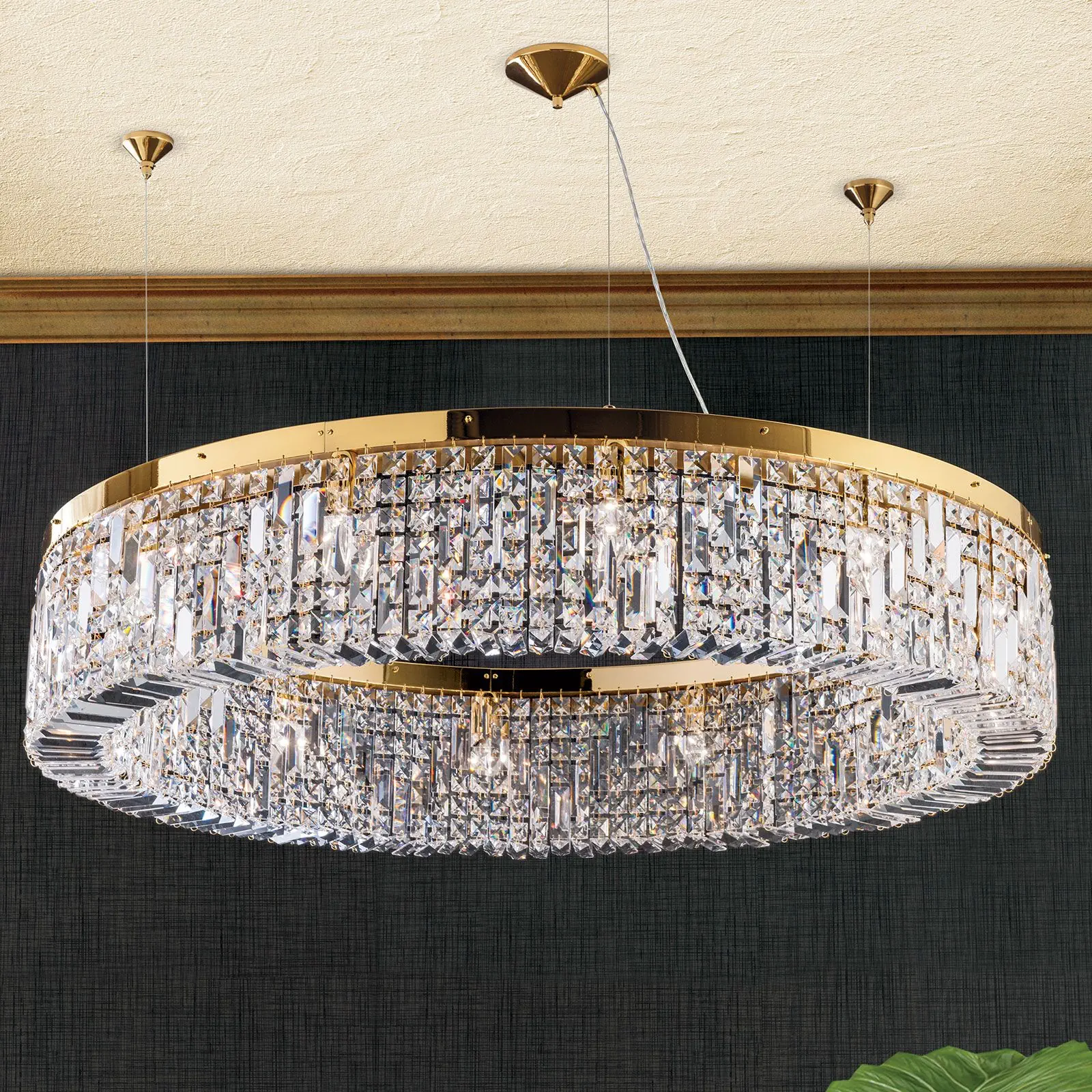 Luster RING, 12 izvora svetla, zlatni - 7