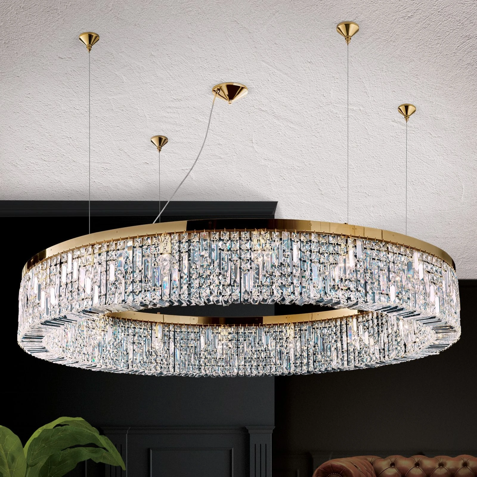 Luster RING, 16 izvora svetla, 140 cm, 24-karatno pozlaćen - 1