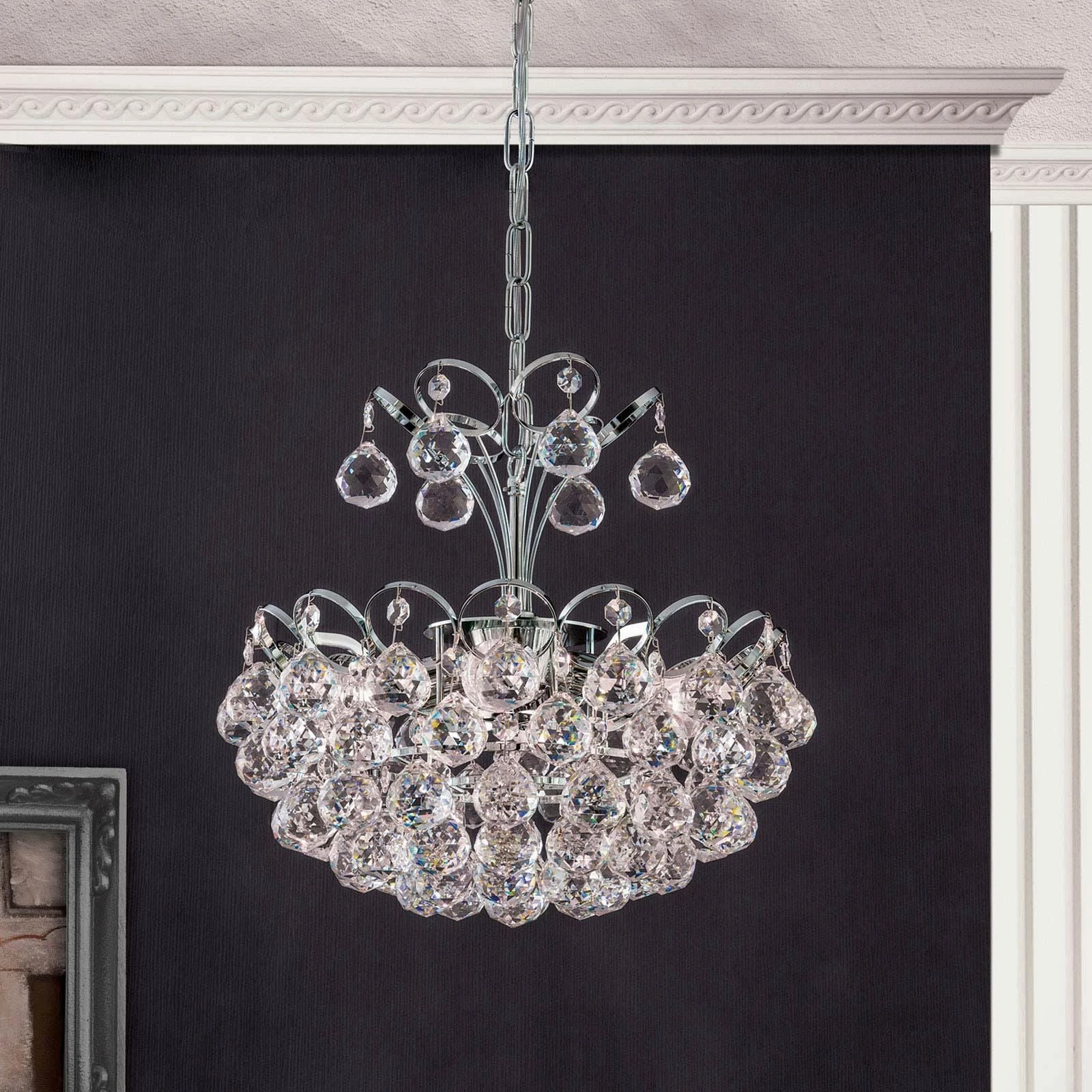 Luster KRISTALL KLASSISCH, 4 izvora svetla, hrom, sa kristalnim kuglama - 6
