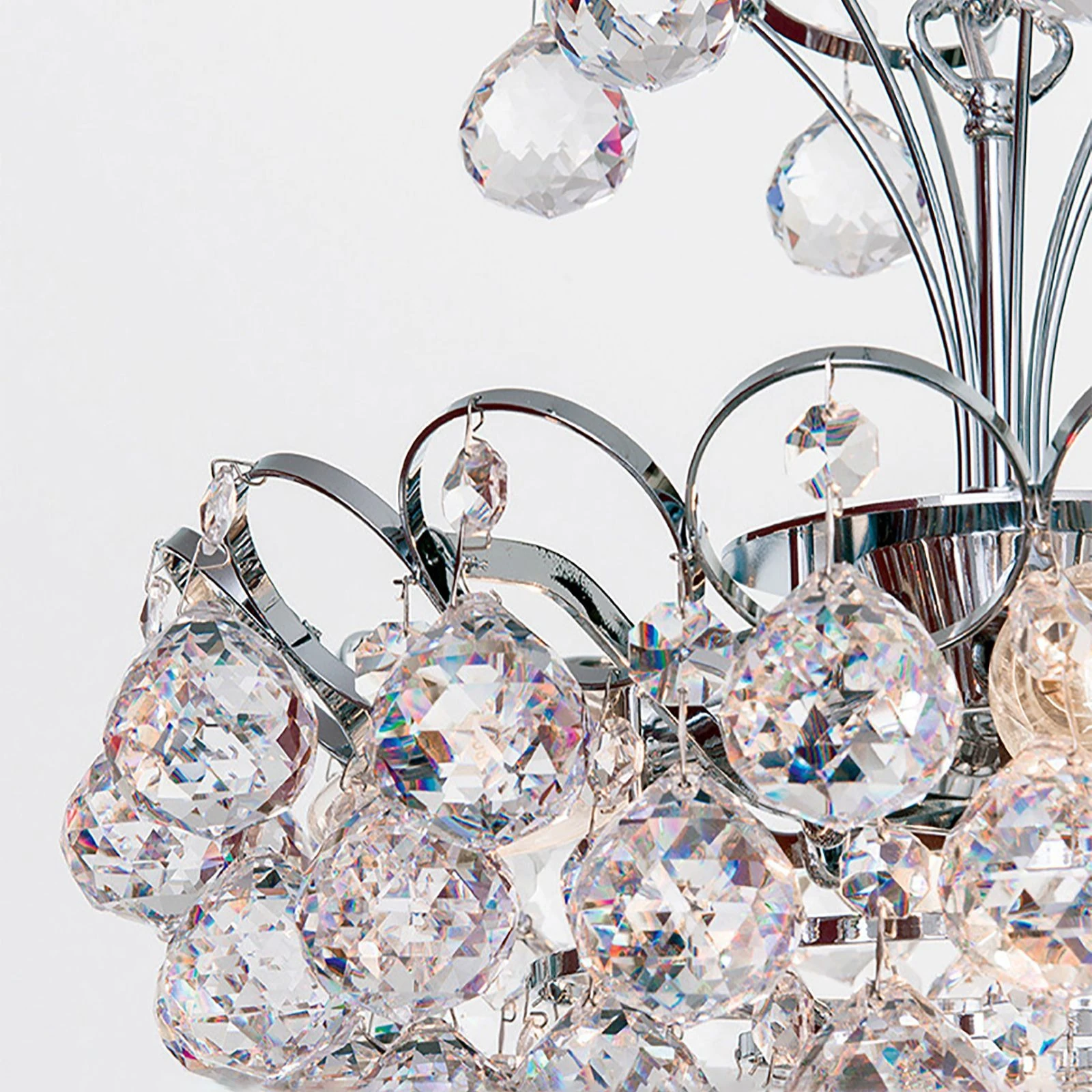 Luster KRISTALL KLASSISCH, 4 izvora svetla, hrom, sa kristalnim kuglama - 8