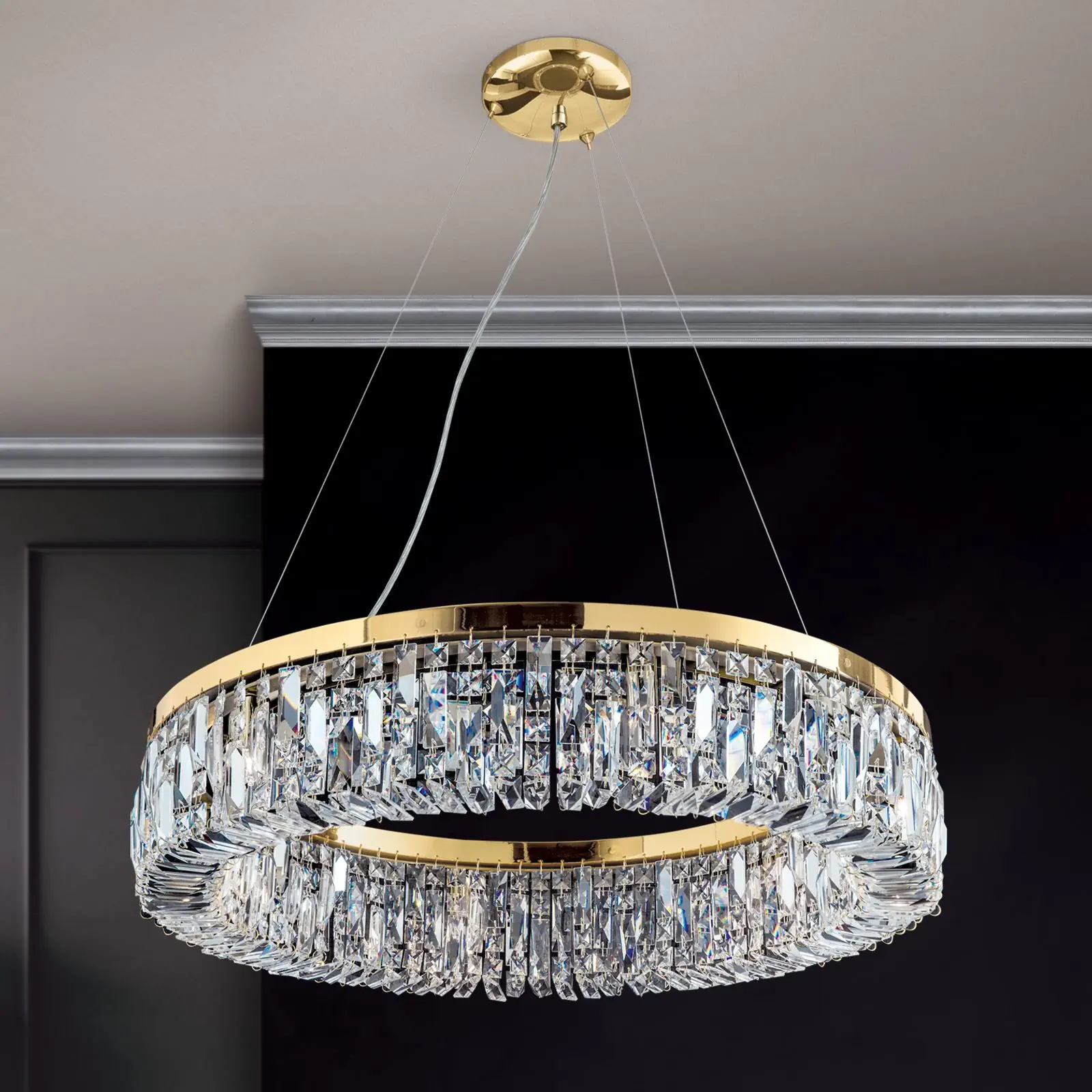 Luster RING, 6 izvora svetla, zlatni - 1