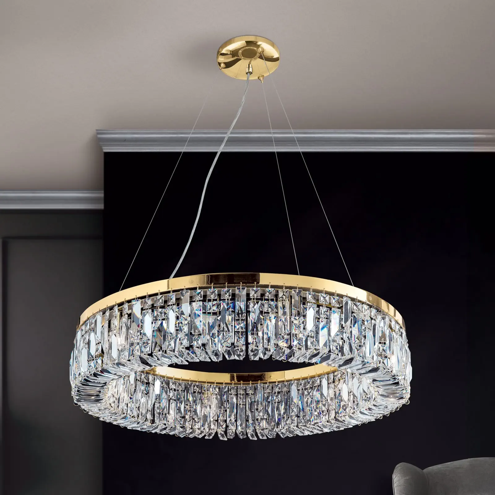 Luster RING, 6 izvora svetla, zlatni - 6