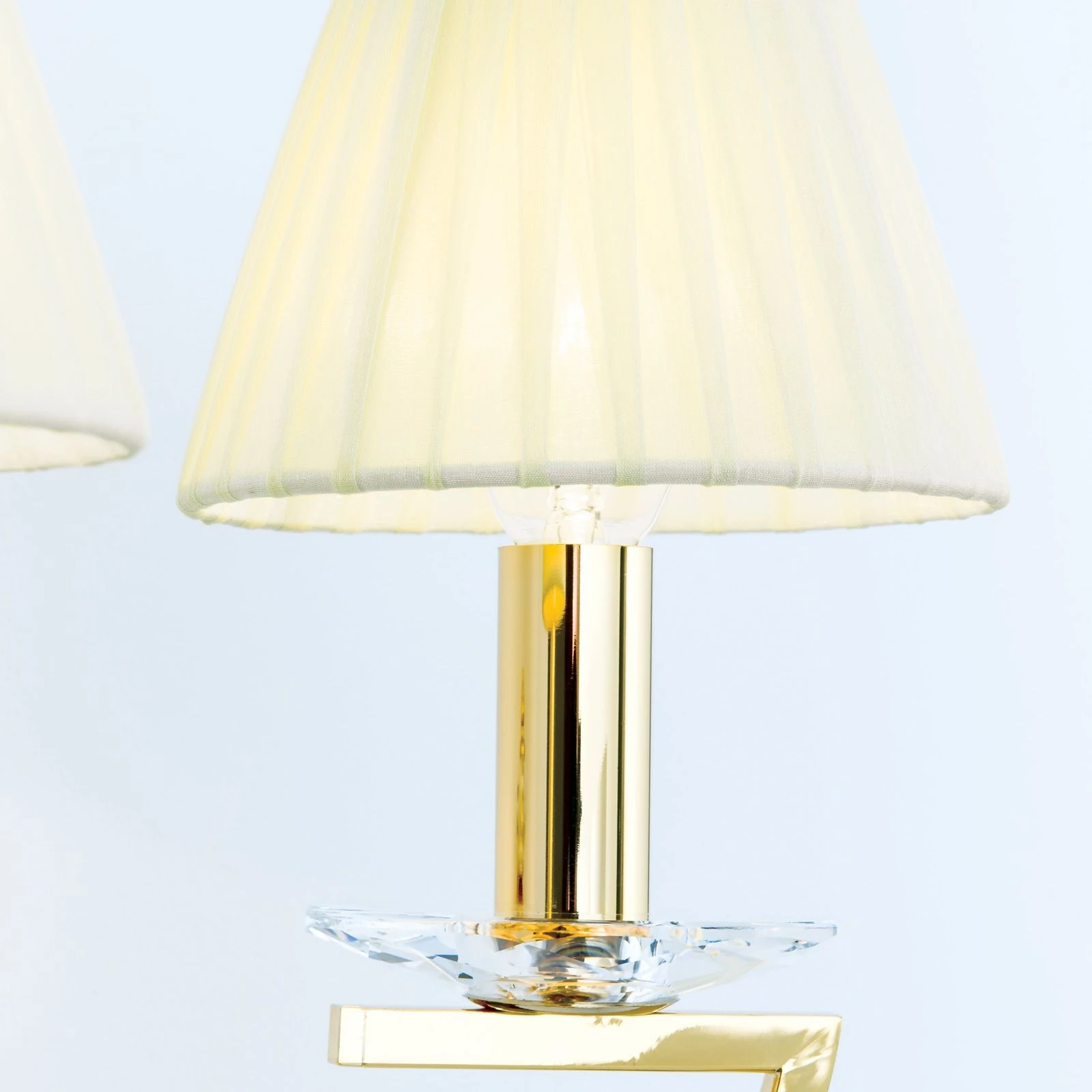 Luster AVALA, 12 izvora svetla, 24-karatno pozlaćen, providni kristali, šampanj abažuri - 2