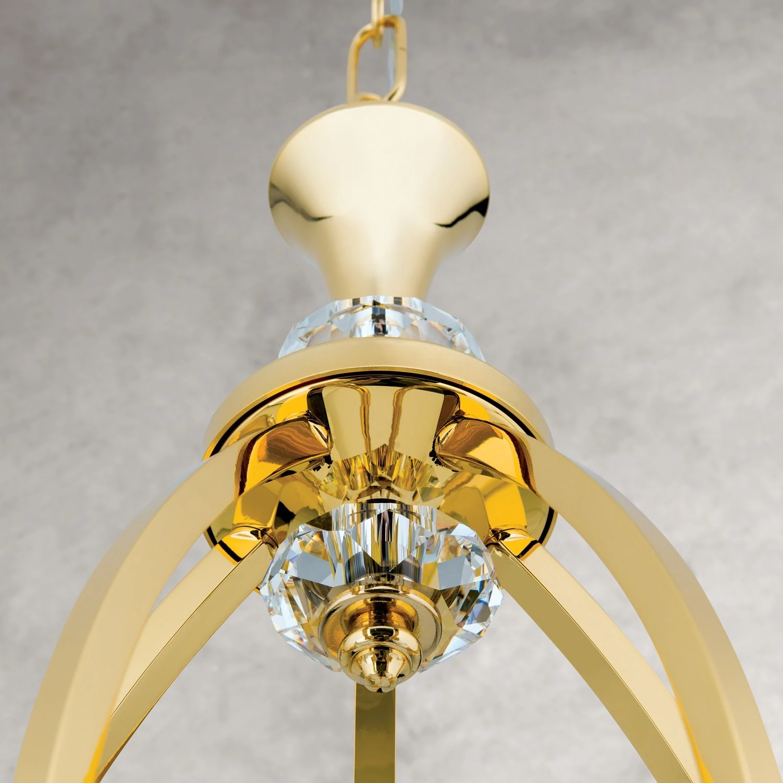Luster AVALA, 12 izvora svetla, 24-karatno pozlaćen, providni kristali, šampanj abažuri - 4