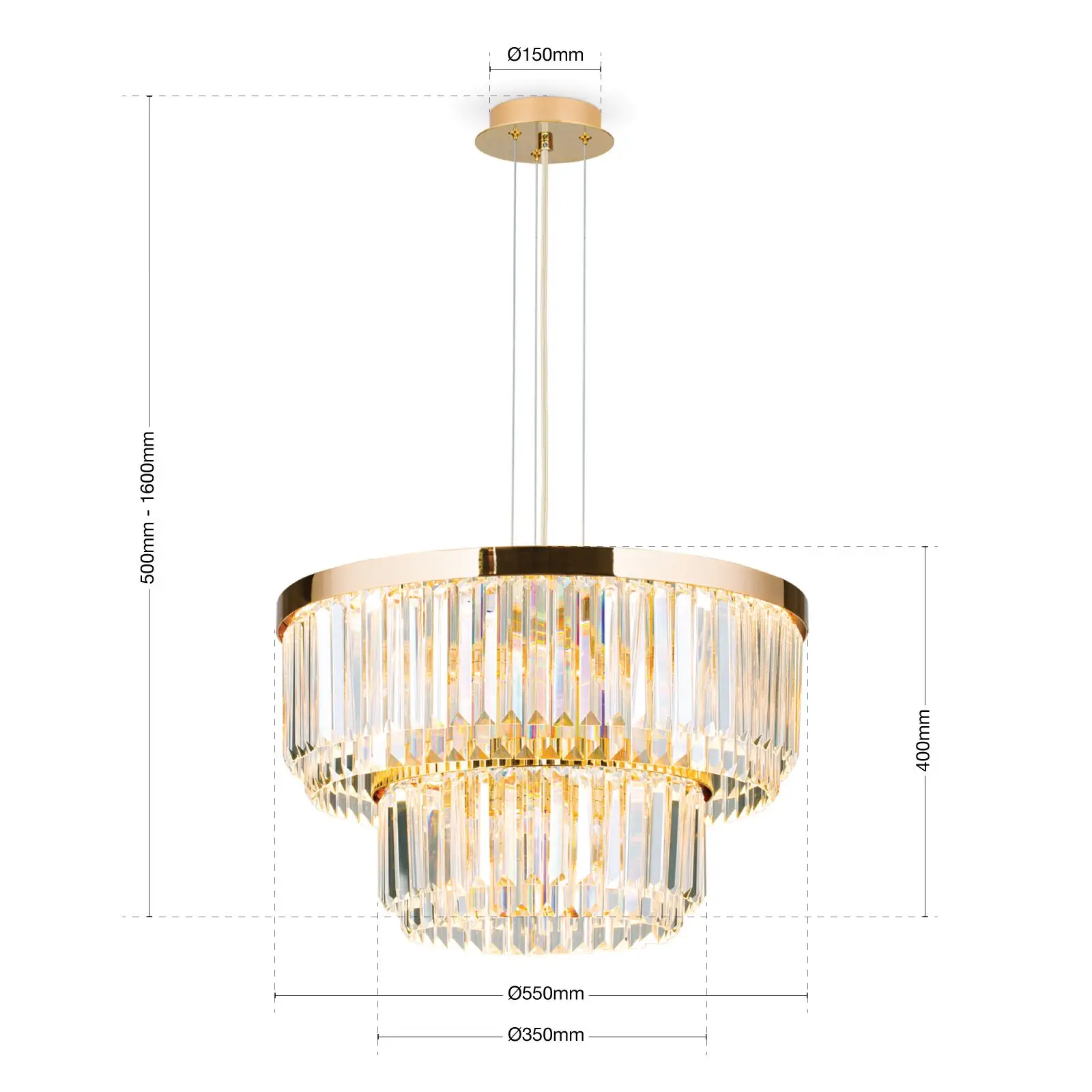 LED luster PRISM, pozlaćen 24-karatnim zlatom - 8