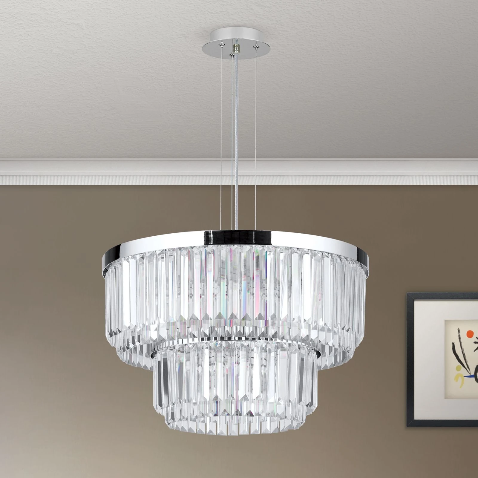 LED luster PRISM, hrom, LED 80 W / 6400 lm / 3000 K - 3