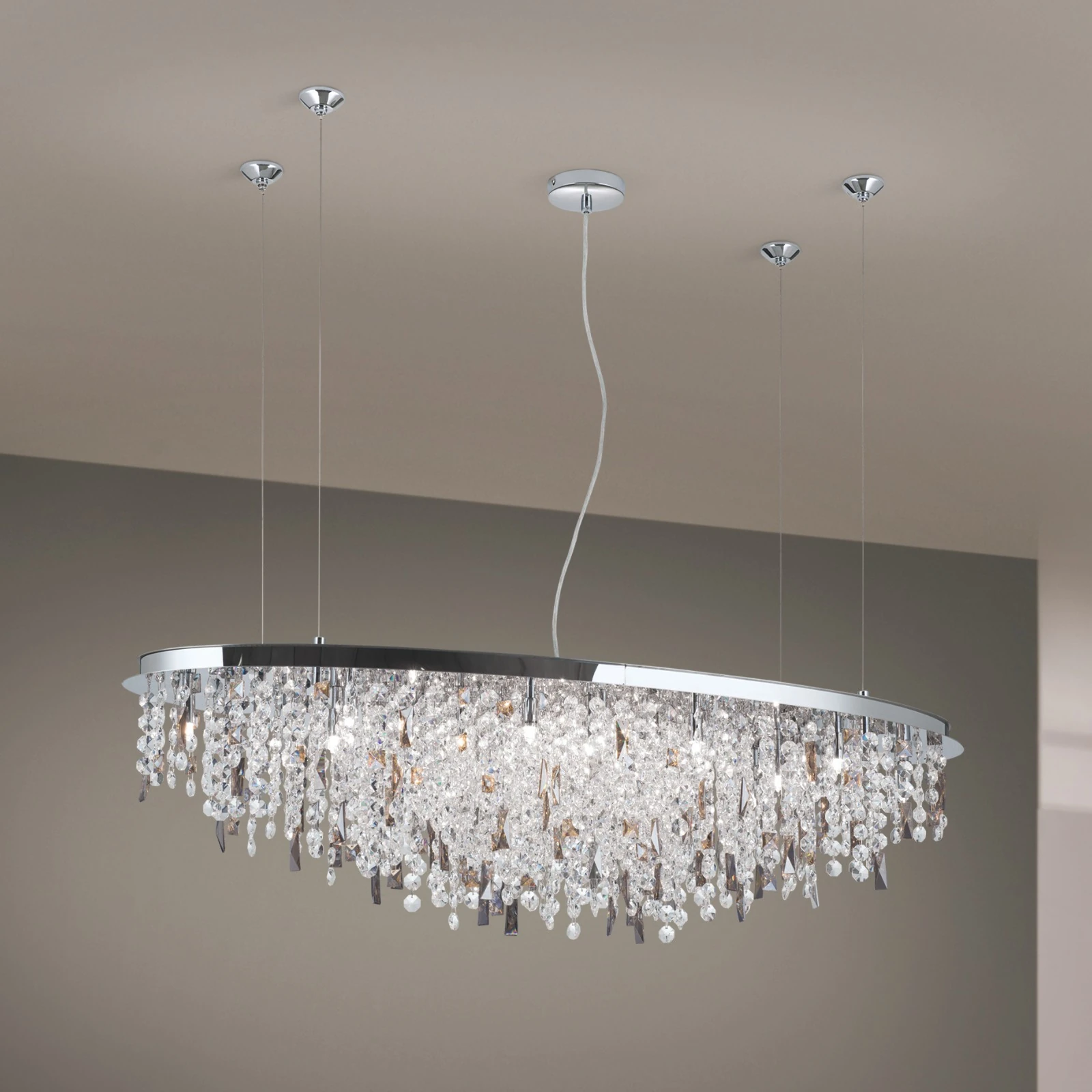Kristalna plafonska lampa CRYSTALRIVER, 21 izvor svetla, hrom - 1